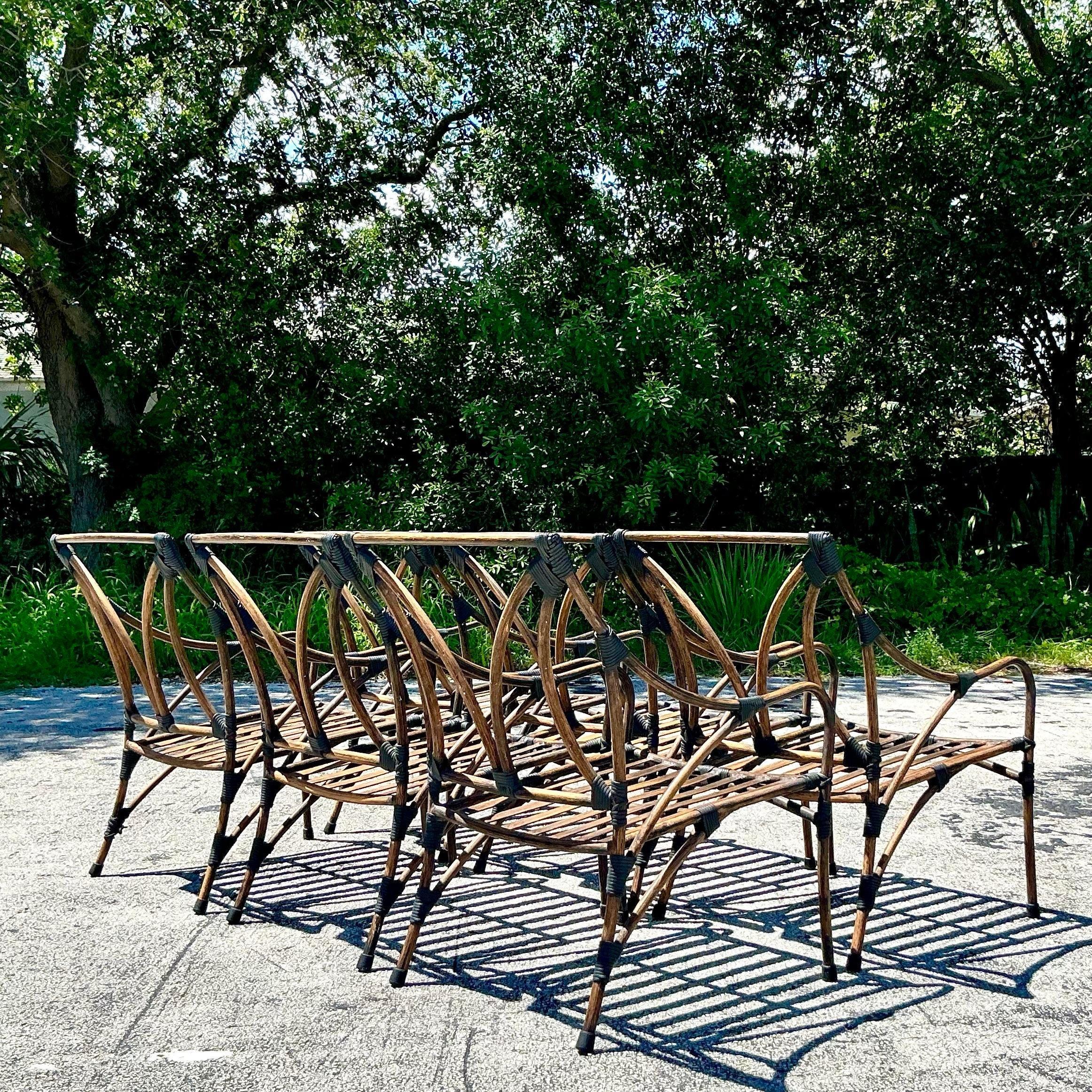 Tavolo da pranzo da esterno in alluminio con rivestimento in pelle vintage e 6 sedie In condizioni buone in vendita a west palm beach, FL