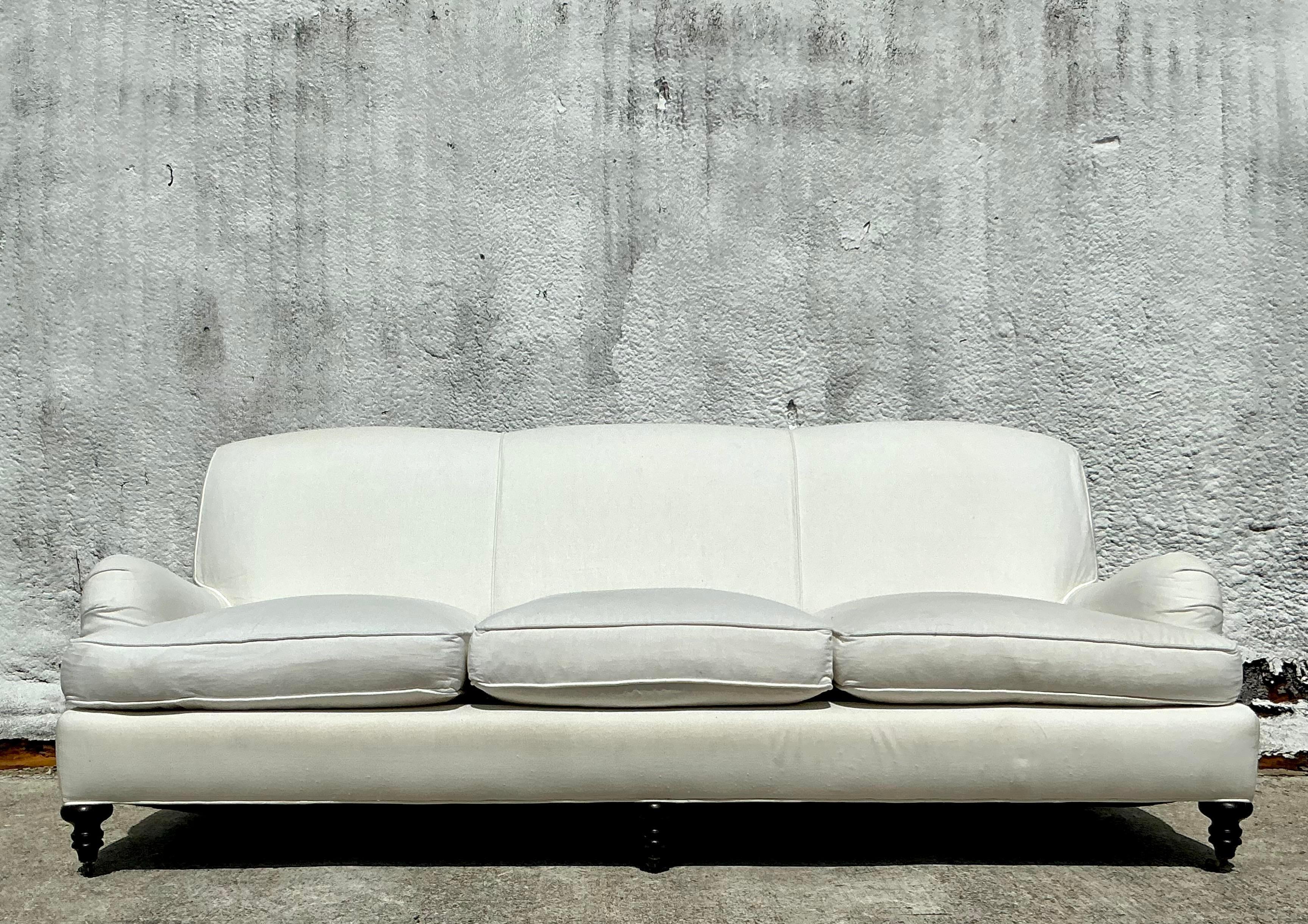 Upholstery Vintage Boho Lee Industries English Roll Arm Sofa