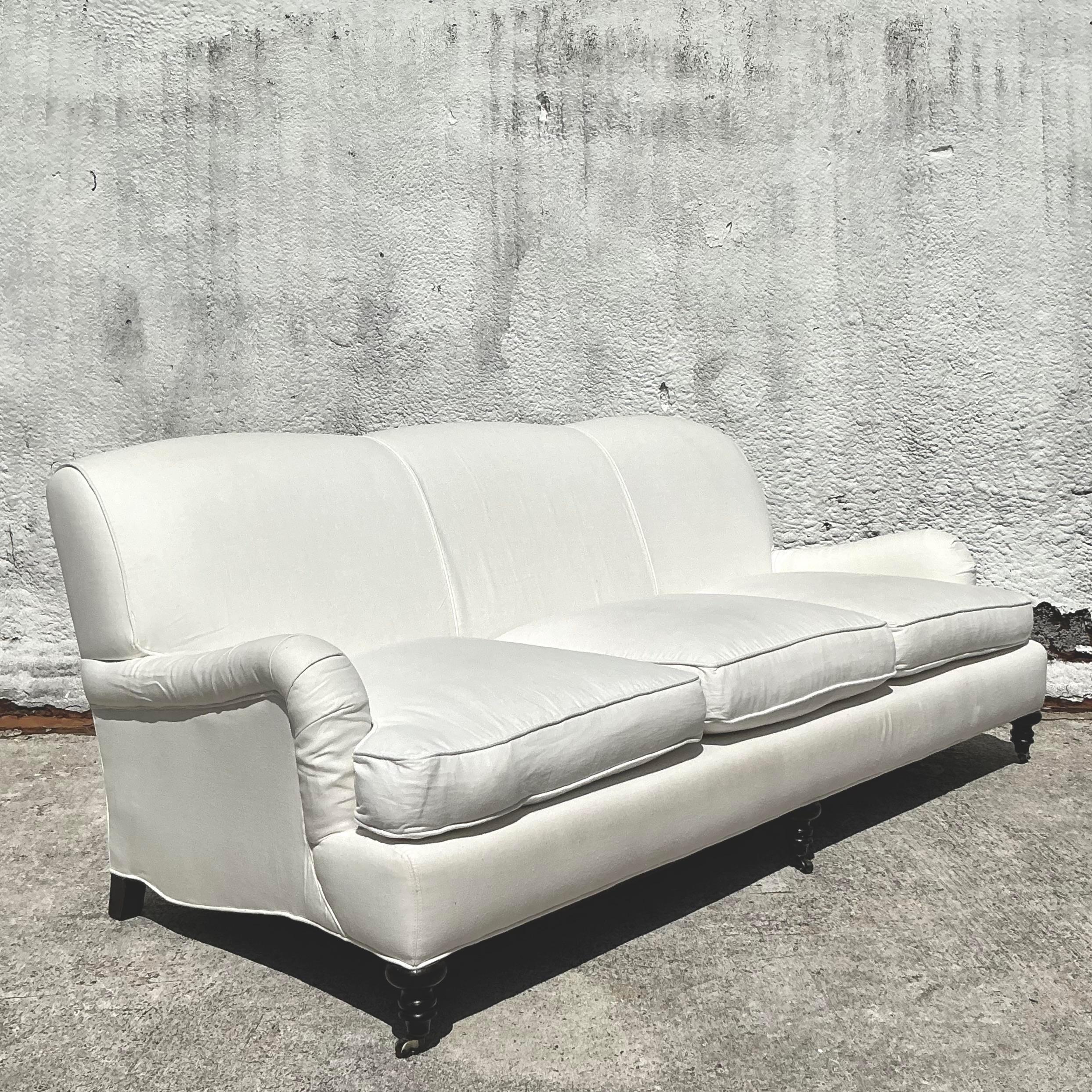 Vintage Boho Lee Industries English Roll Arm Sofa 1