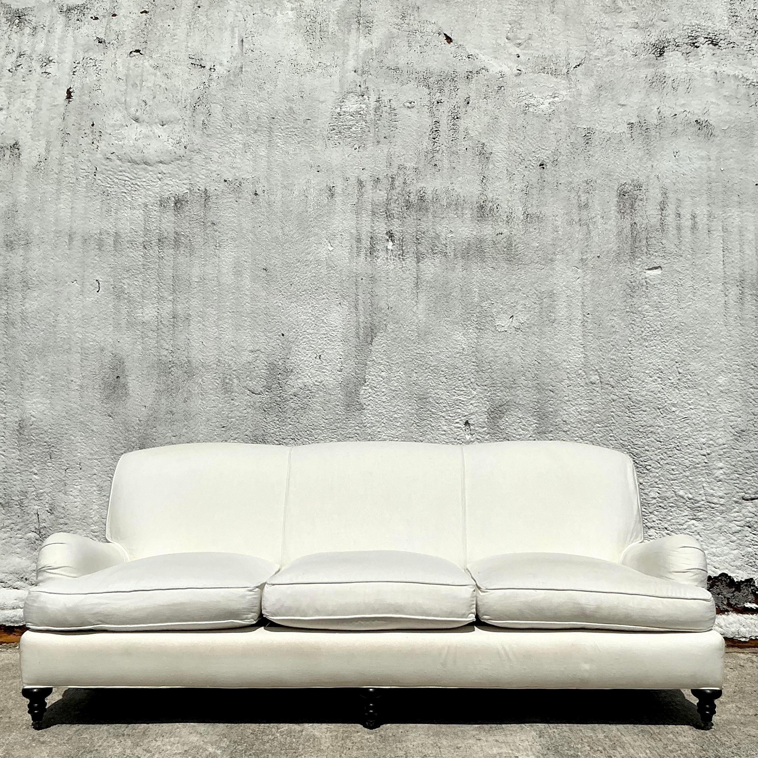 Vintage Boho Lee Industries English Roll Arm Sofa 2