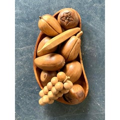 Vintage Boho Leilani Carved Wood Fruit Bowl