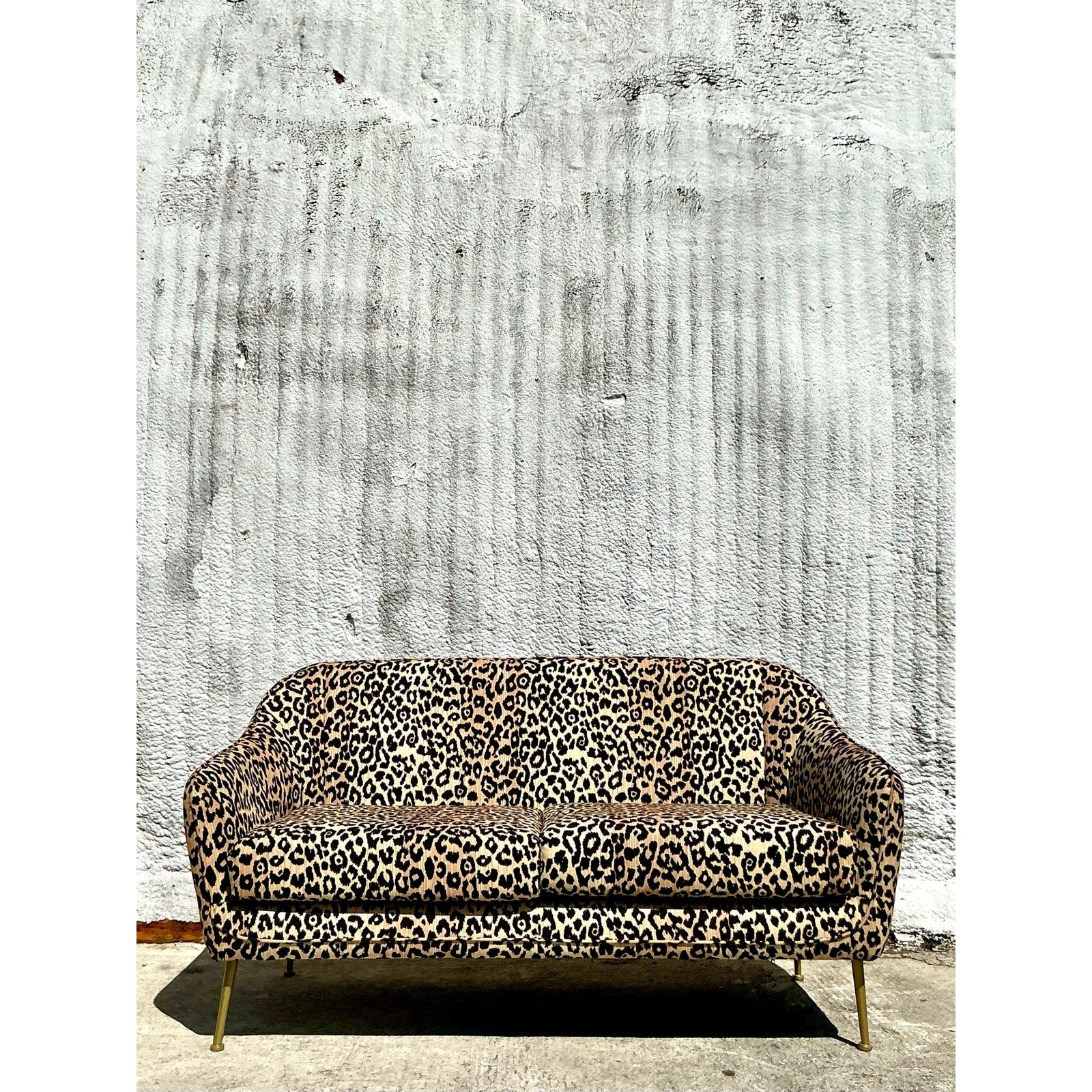 Sofa Boho vintage léopard en vente 4