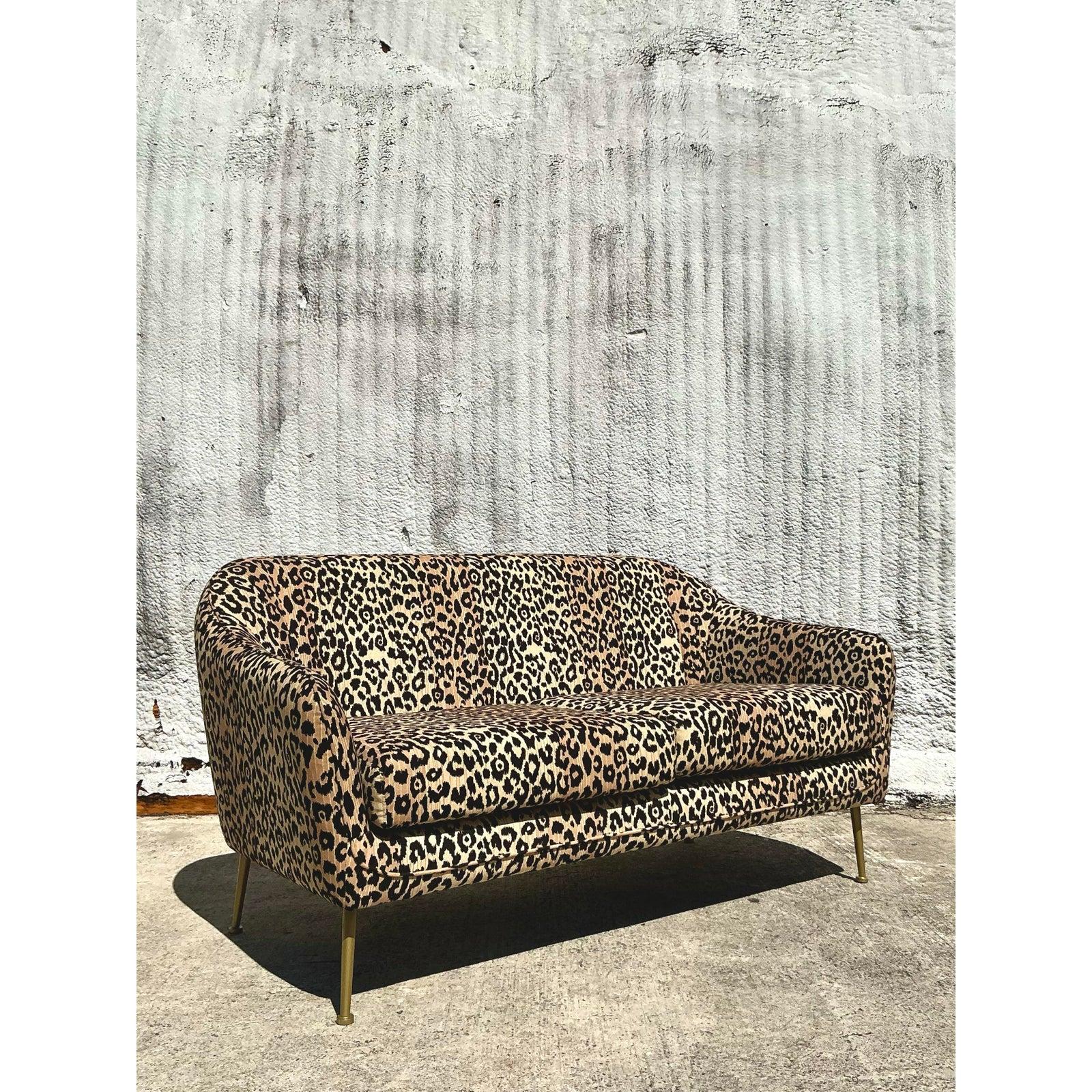 XXIe siècle et contemporain Sofa Boho vintage léopard en vente