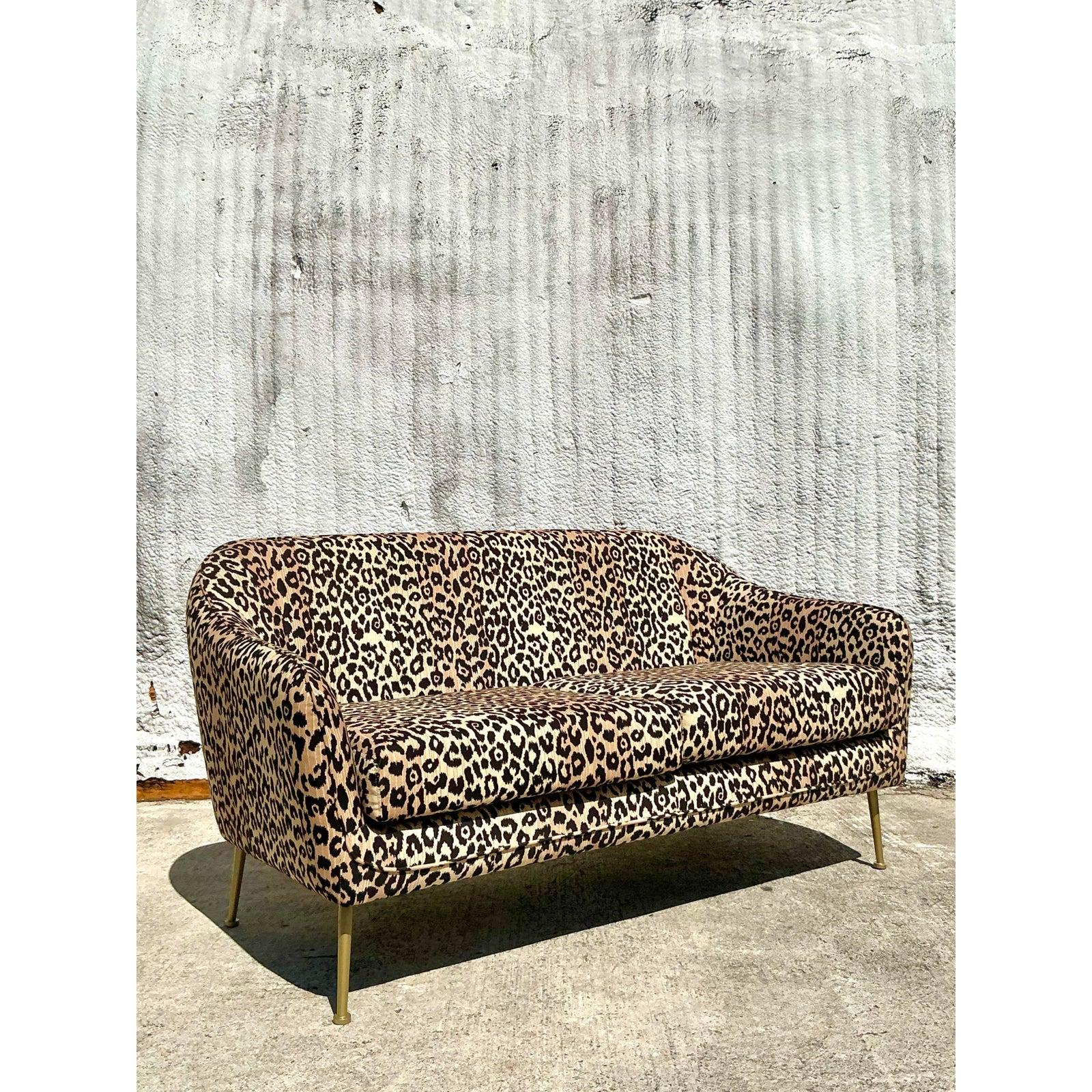 Métal Sofa Boho vintage léopard en vente