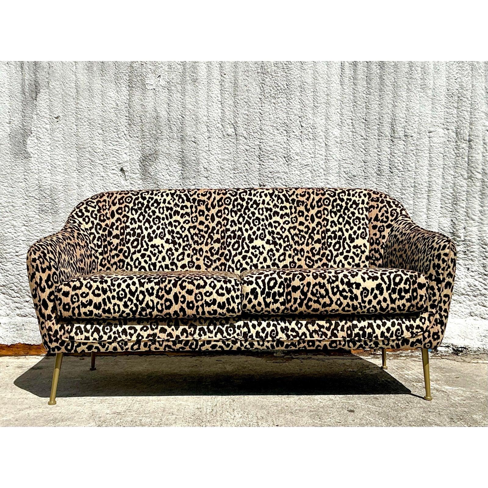 Sofa Boho vintage léopard en vente 1