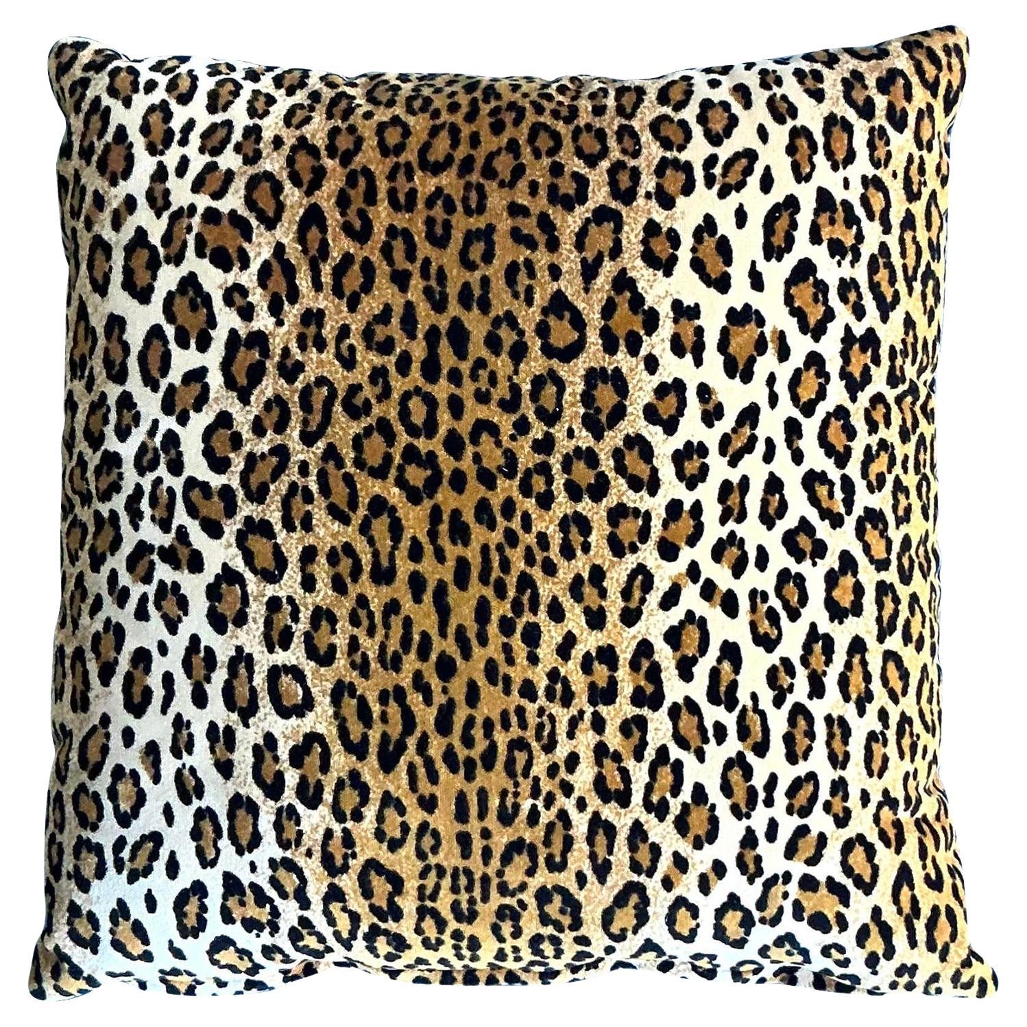 Vintage Boho Leopard Velvet Pillow