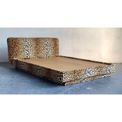 Vintage Boho Leopard Velvet Queen Platform Bed