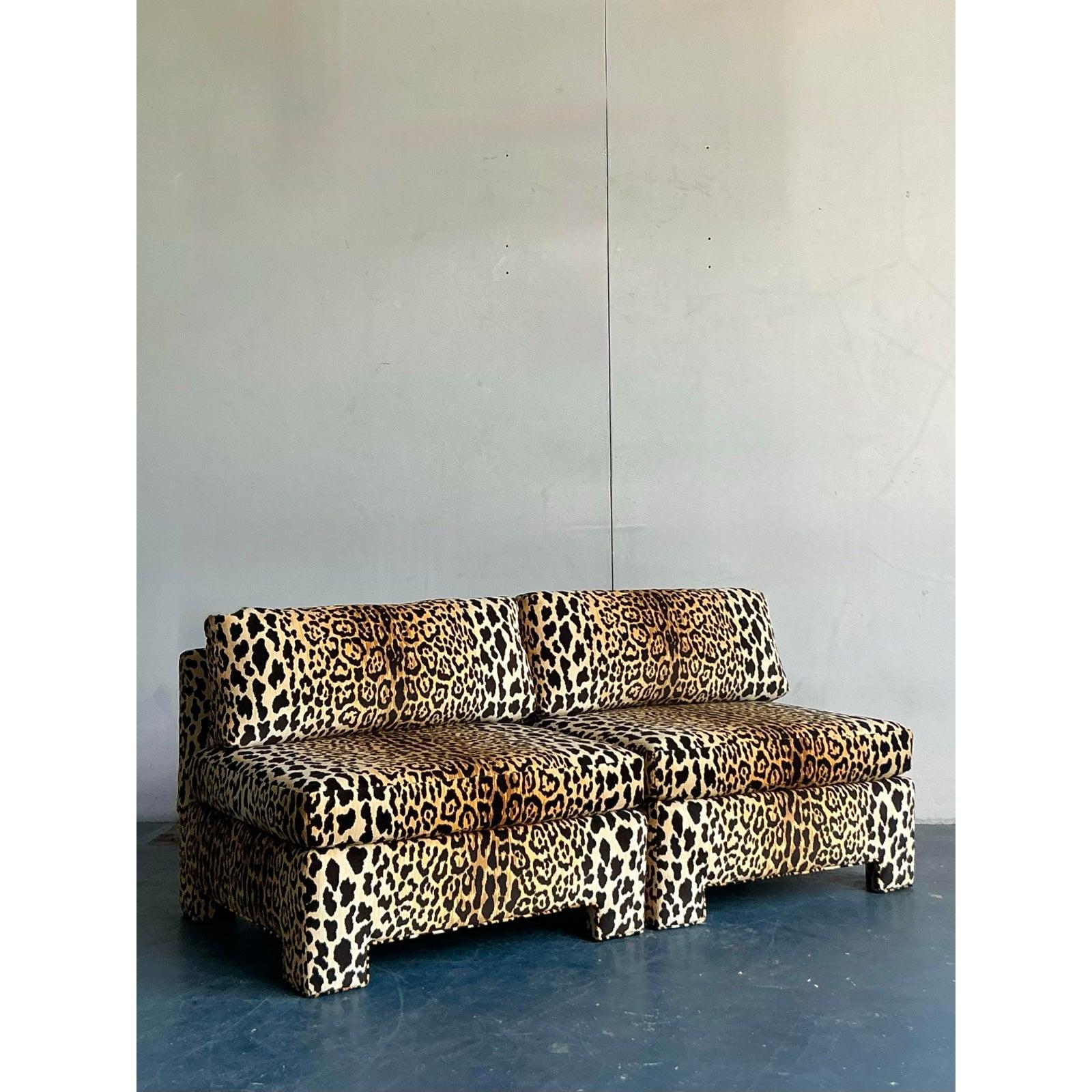 Sedie Slipper in velluto leopardato vintage - Una coppia In condizioni buone in vendita a West Palm Beach, FL