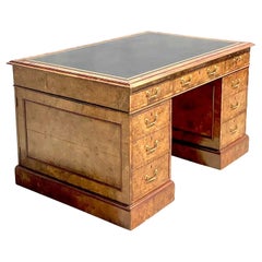 Vintage Boho Lever of London Burl Wood Partners Desk