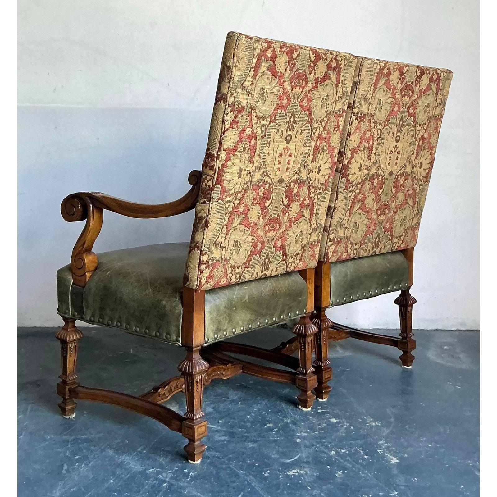 Pelle Sedie a trono Lillian August d'epoca - Una coppia in vendita