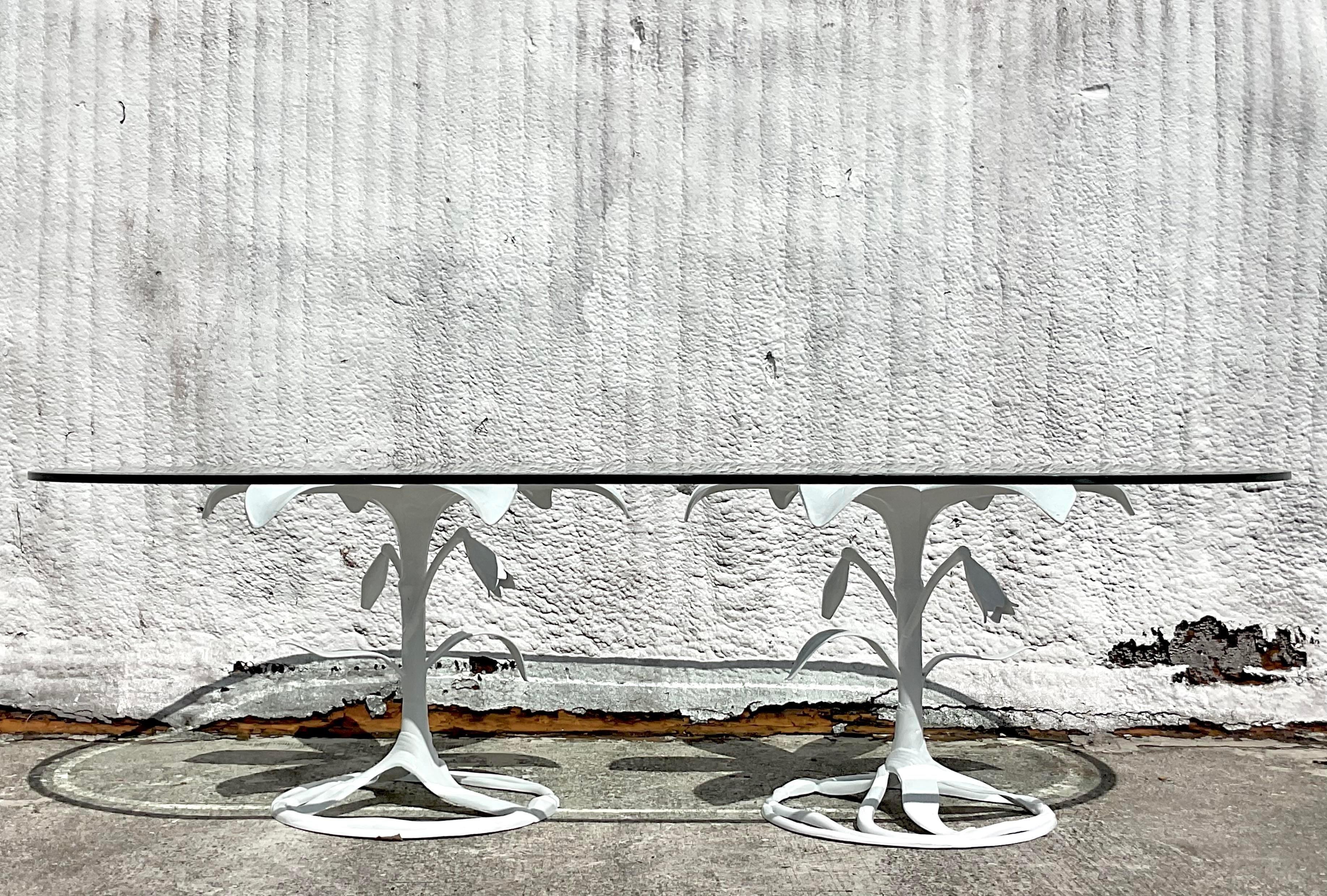 A stunning pair of vintage Coastal dining table pedestals. Made in the style of Arthur Court. A perfect solution for people that need a longer dining table. Just add your glass! Also great for a more intimate dining table. You decide! Made from a