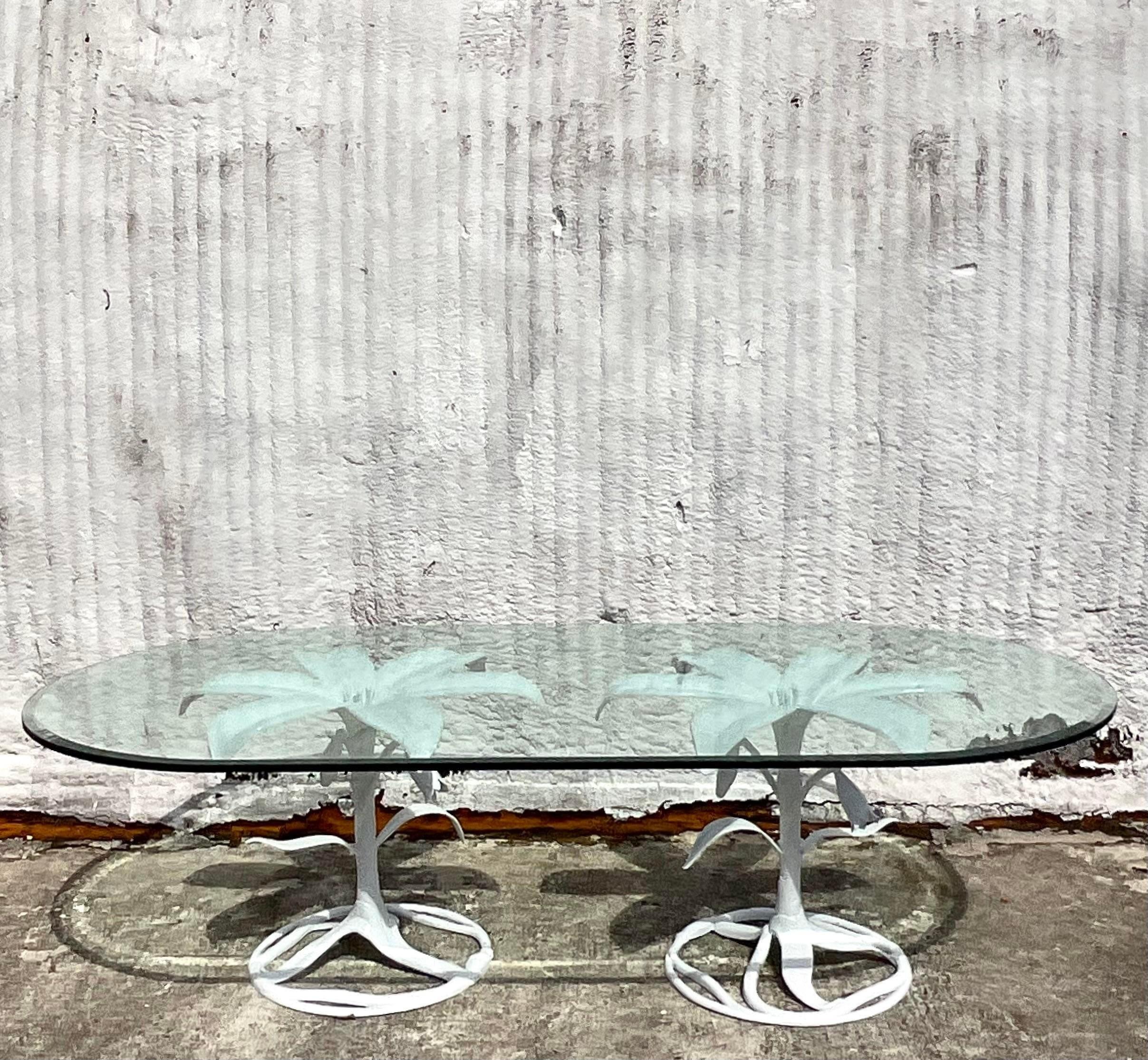 American Vintage Boho Lily Dining Table Pedestals After Arthur Court, 2 Pieces