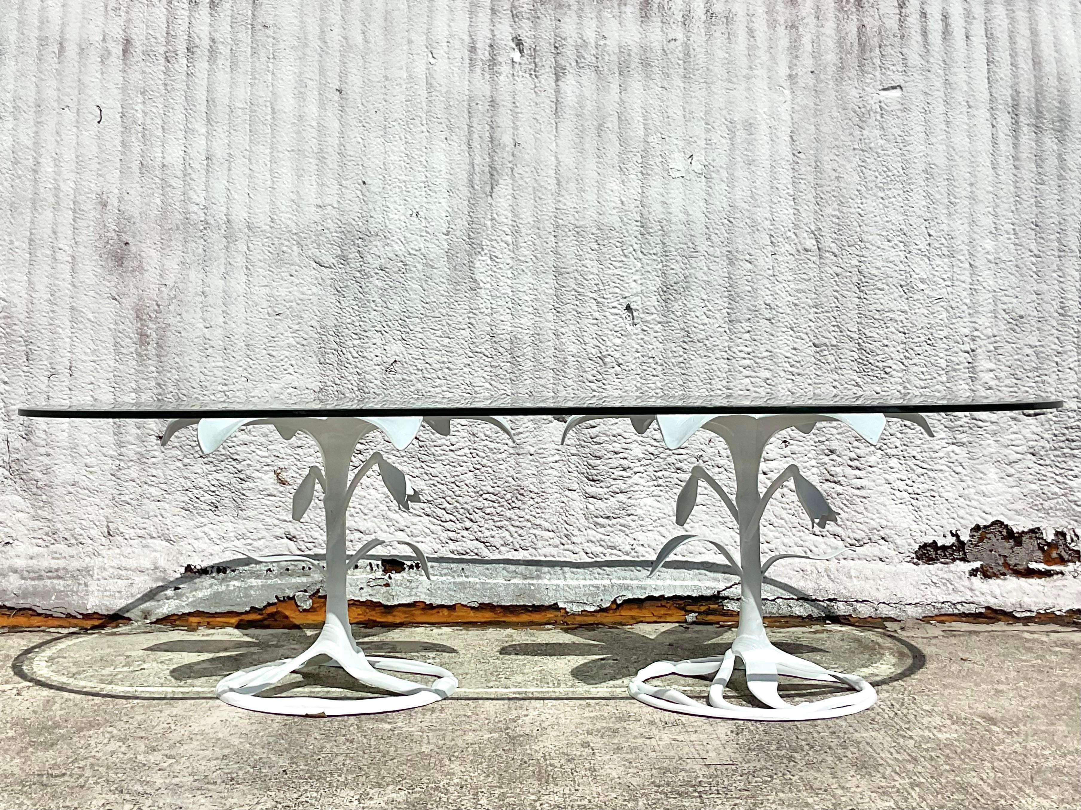 20th Century Vintage Boho Lily Dining Table Pedestals After Arthur Court, 2 Pieces