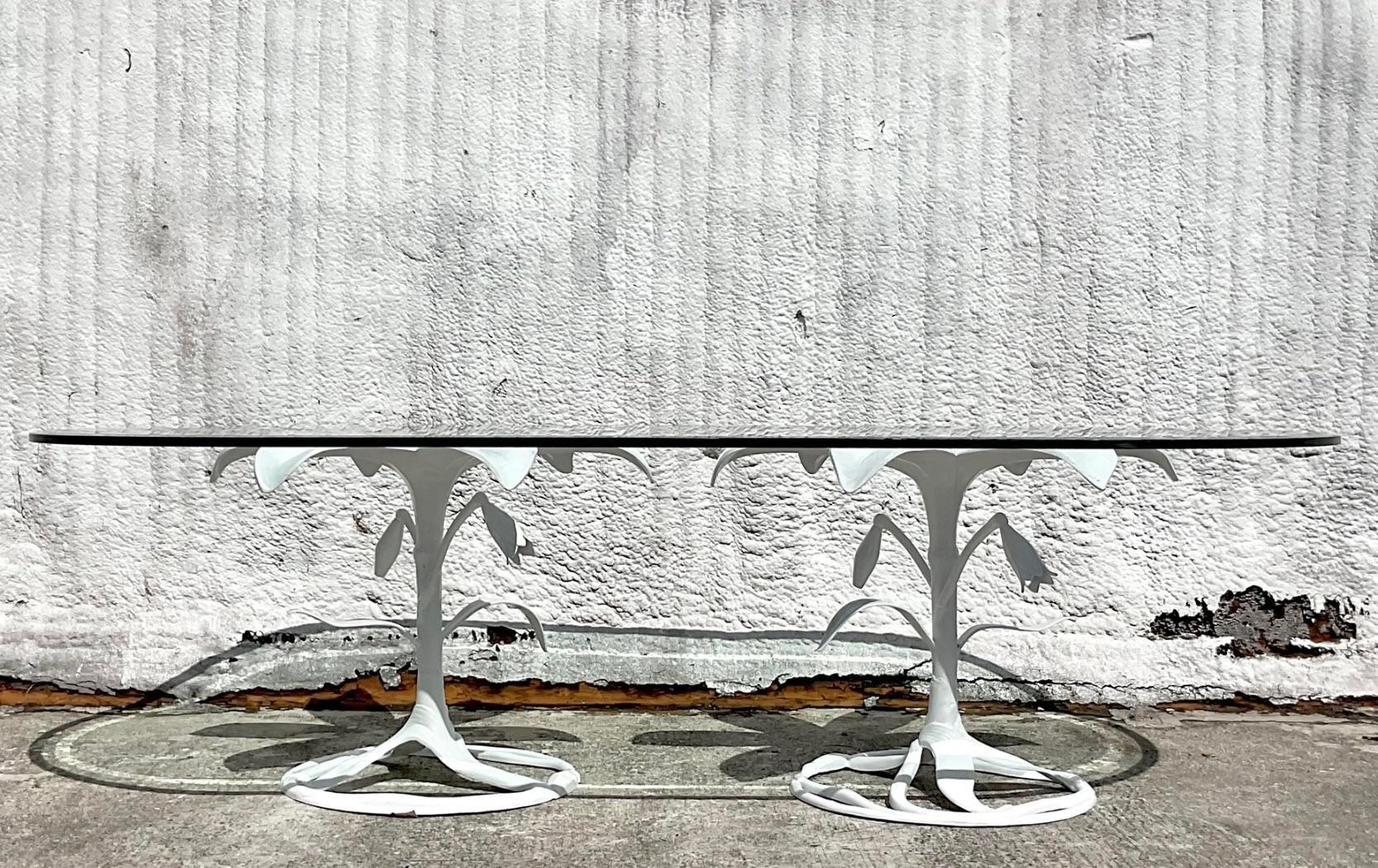 Aluminum Vintage Boho Lily Dining Table Pedestals After Arthur Court, 2 Pieces