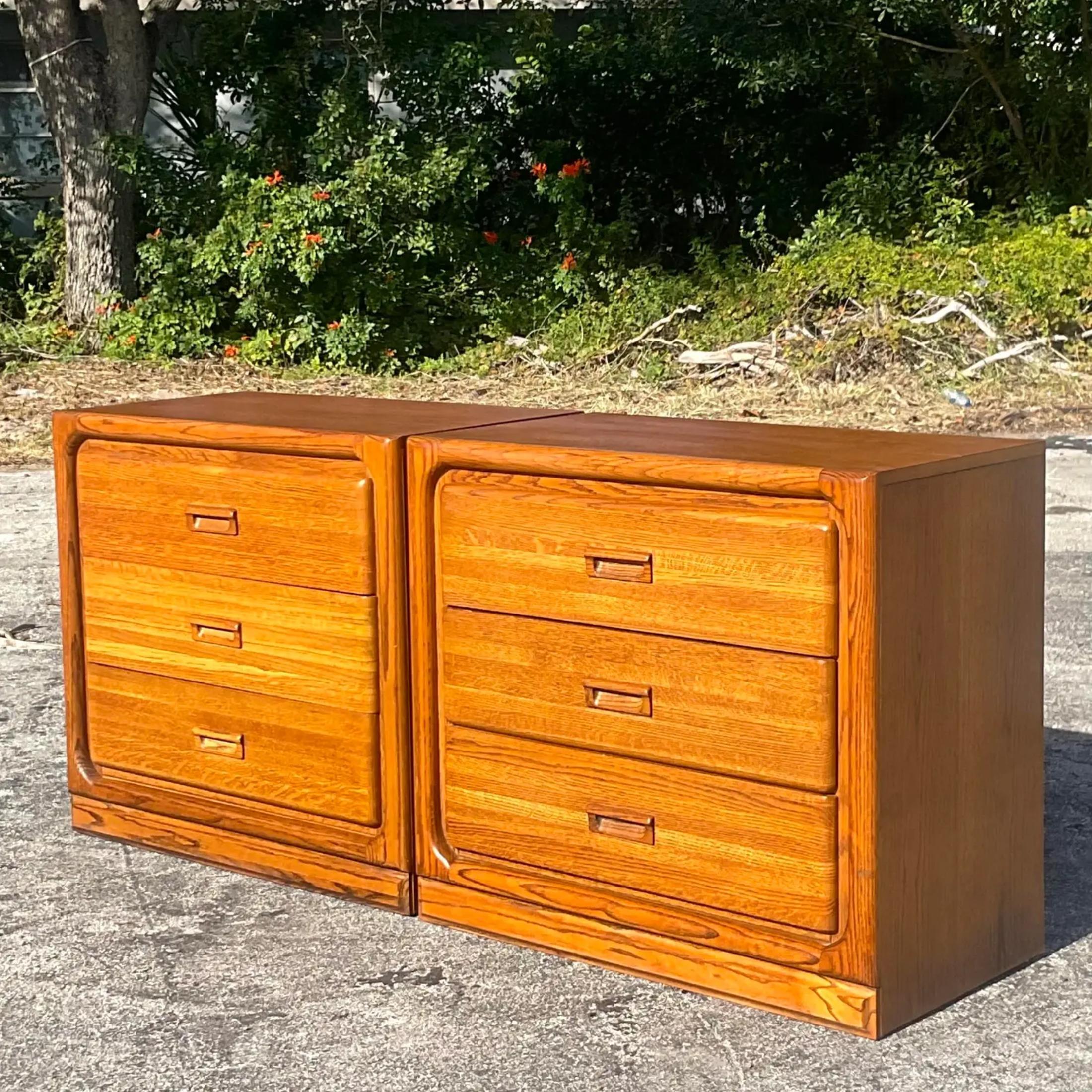 Wood Vintage Boho Link and Taylor Chest of Drawers - a Pair For Sale
