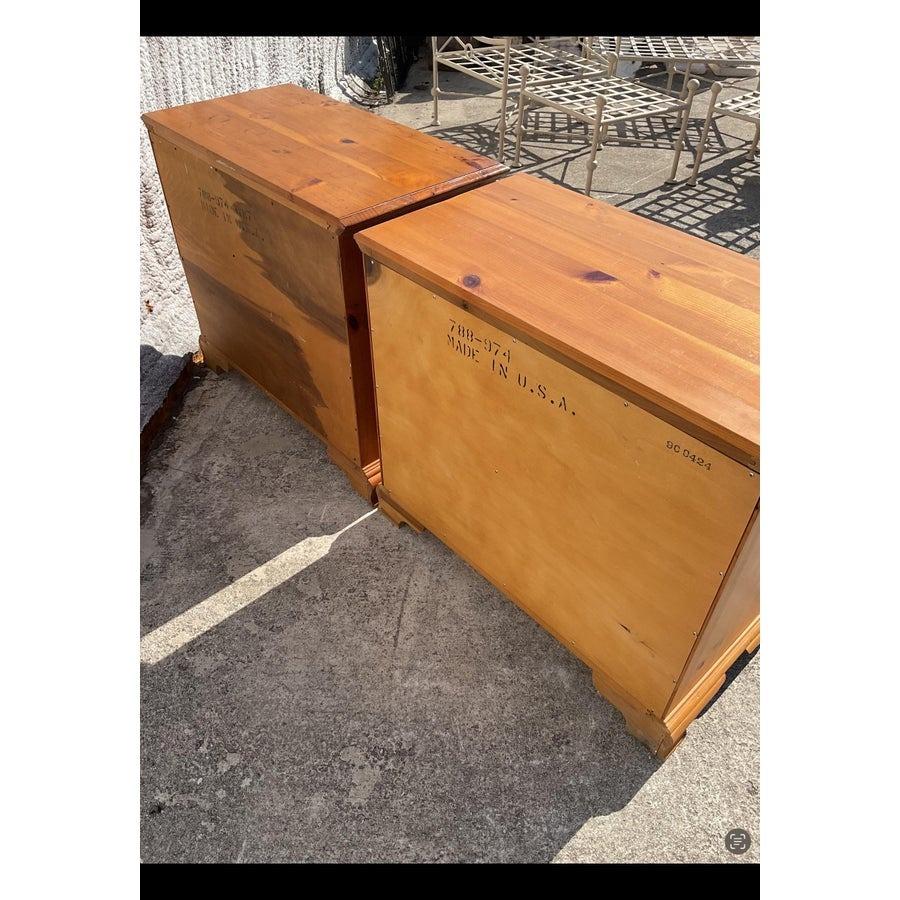 Brass Vintage Boho Link Taylor Carved Shell Pine Chest of Drawers - a Pair For Sale