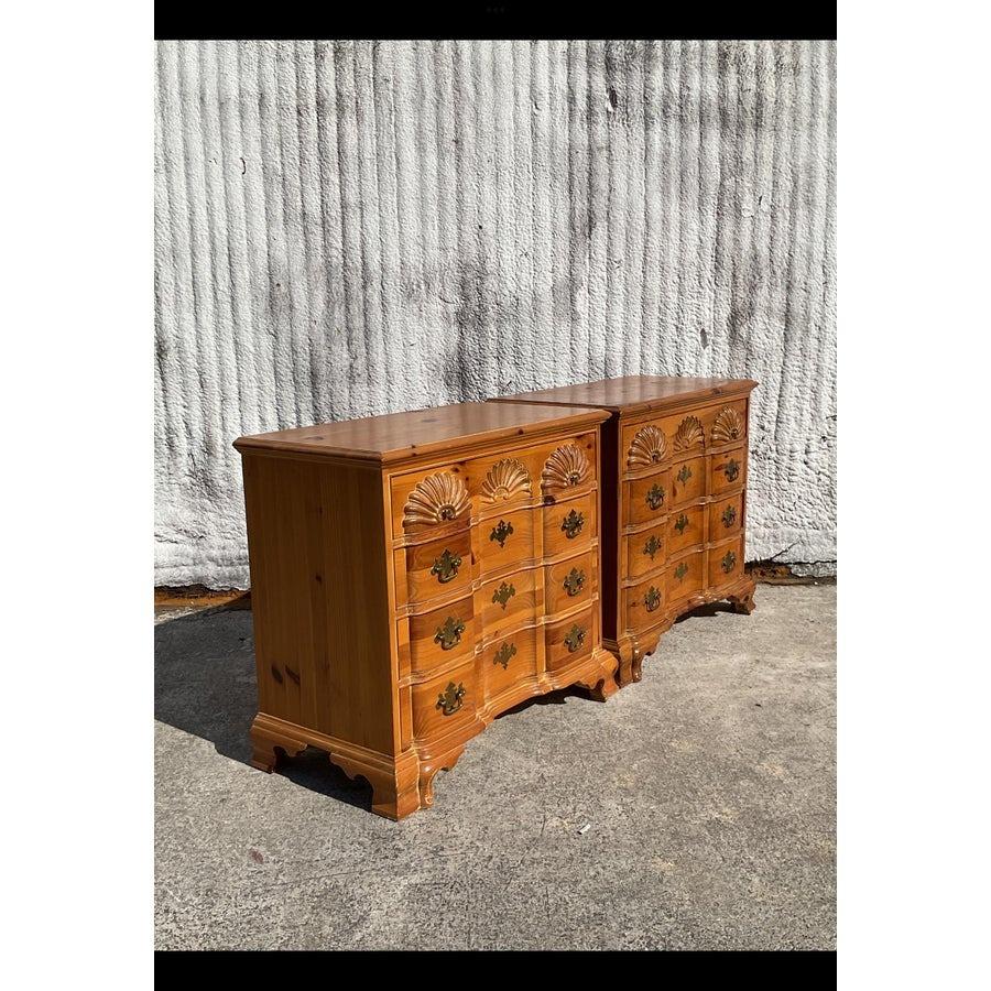 Vintage Boho Link Taylor Carved Shell Pine Chest of Drawers - a Pair For Sale 2