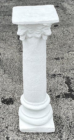 Vintage Boho Lions Head Cast Cement Column