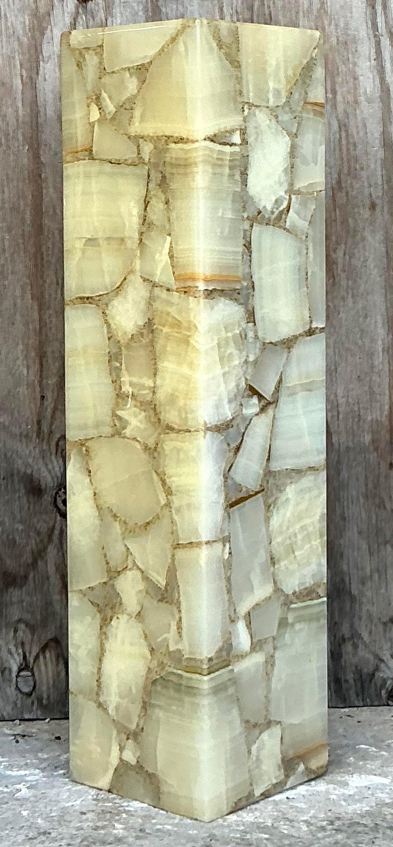 Piédestal Boho Lit Onyx Vintage Bon état à west palm beach, FL