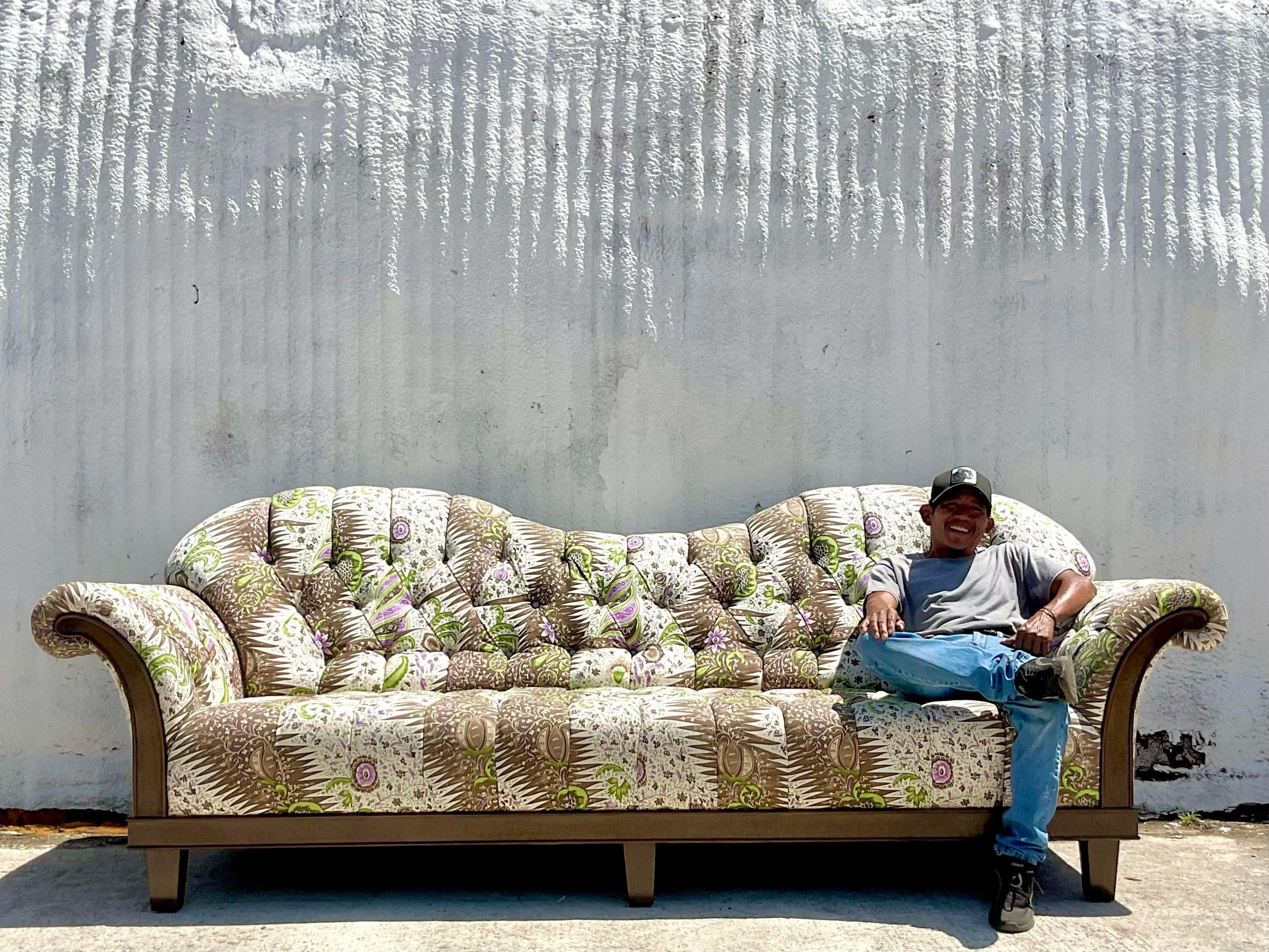 Contemporary Vintage Boho Lori Deeds Afro Celerie Kemble Custom Quadrille“Les Indiennes” Sofa