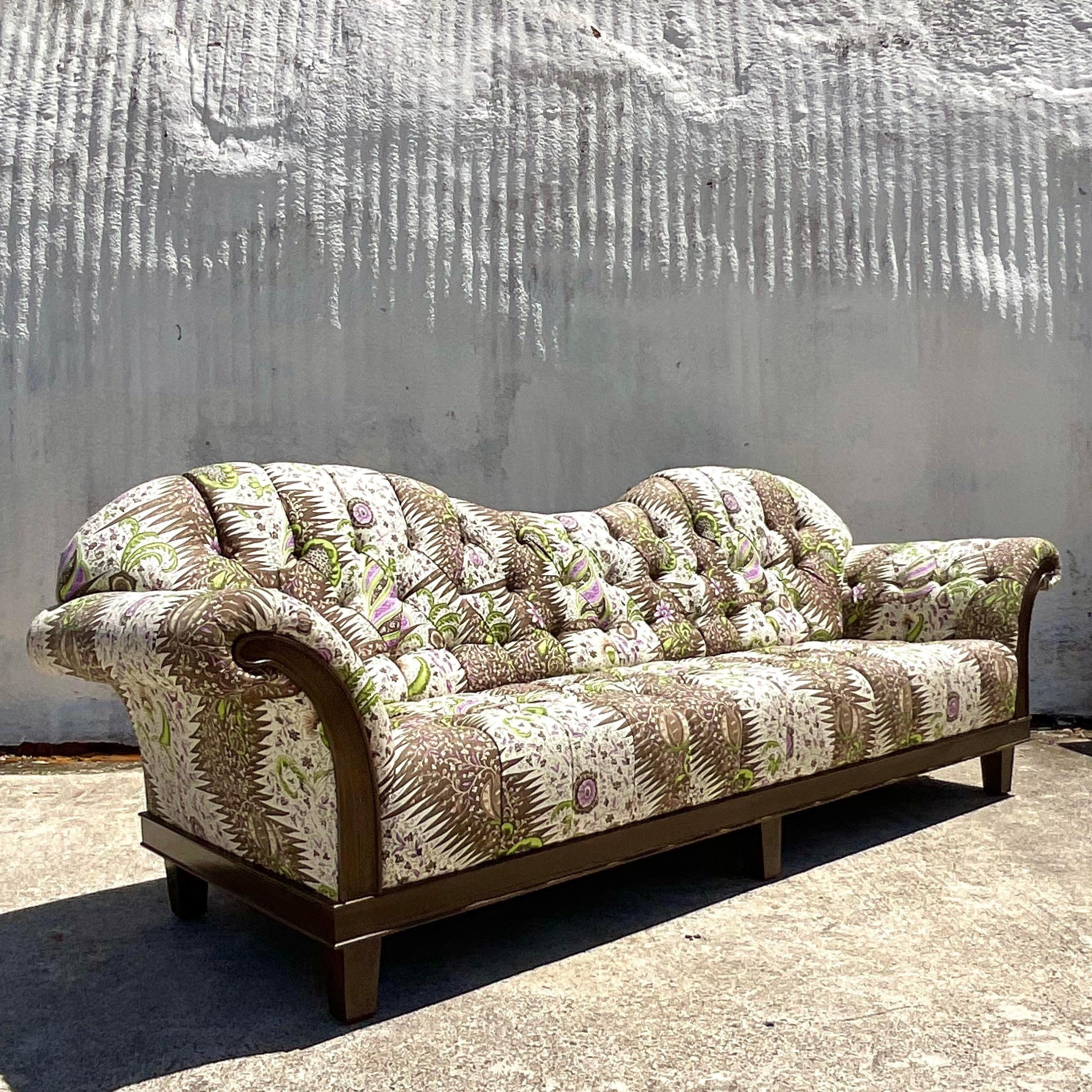 Fabric Vintage Boho Lori Deeds Afro Celerie Kemble Custom Quadrille“Les Indiennes” Sofa