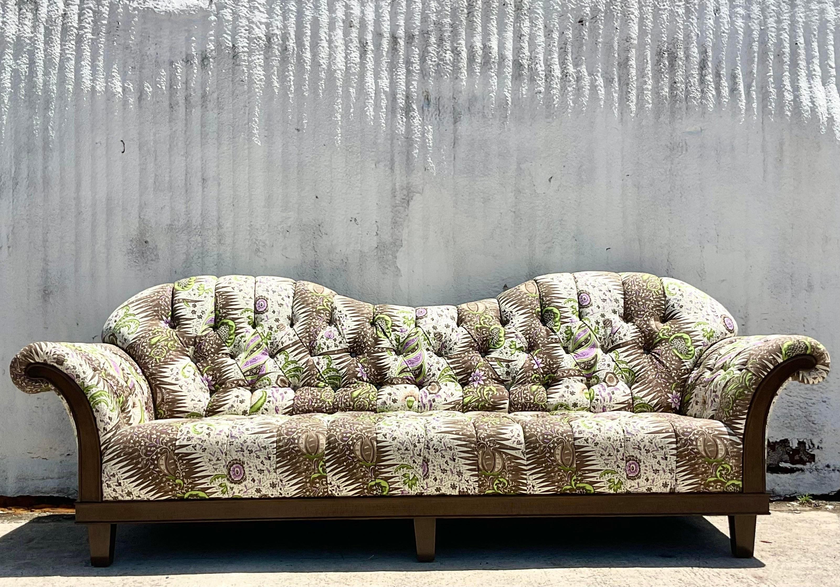 Vintage Boho Lori Deeds Afro Celerie Kemble Custom Quadrille“Les Indiennes” Sofa 1