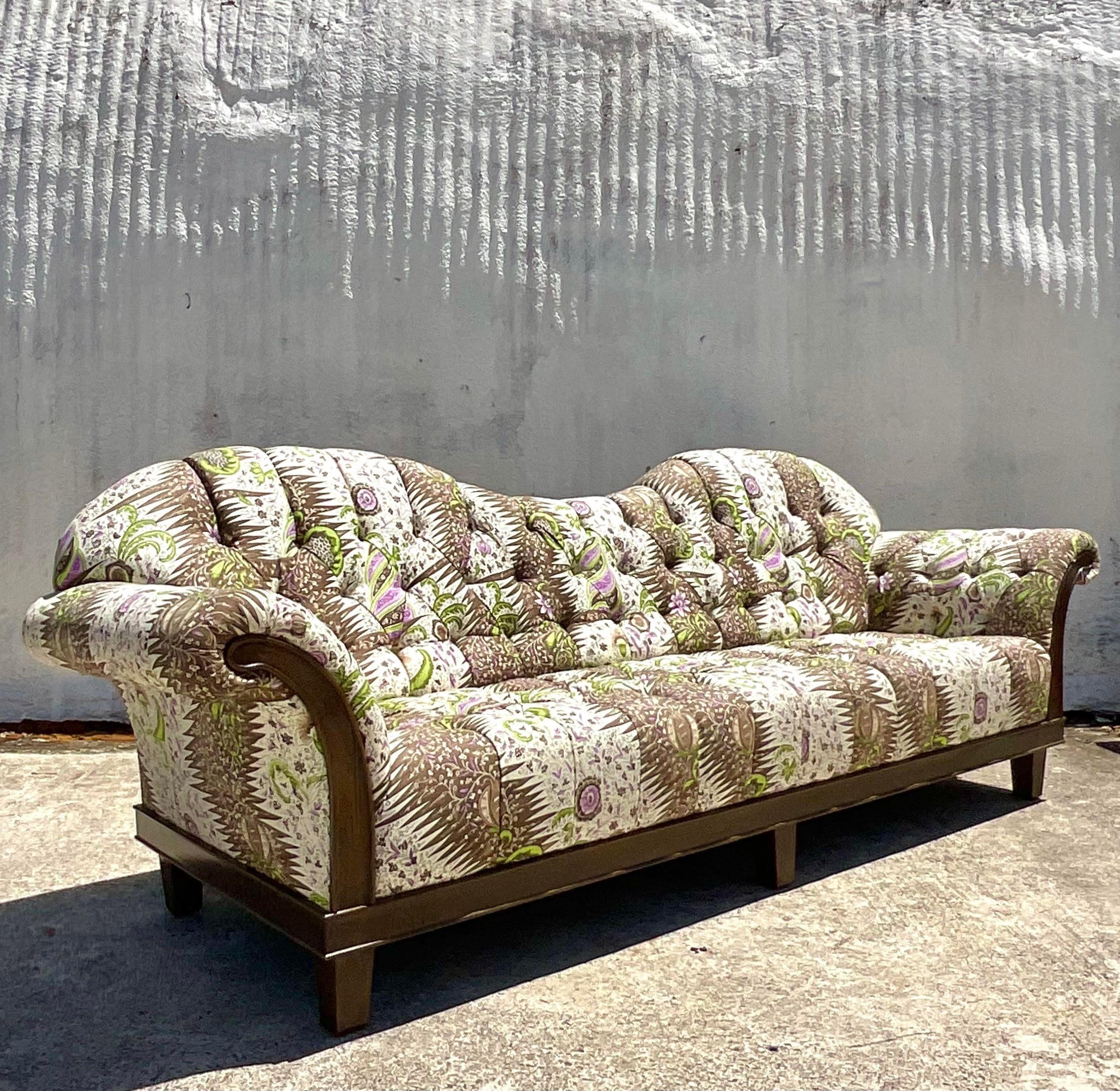 Vintage Boho Lori Deeds Afro Celerie Kemble Custom Quadrille“Les Indiennes” Sofa 2