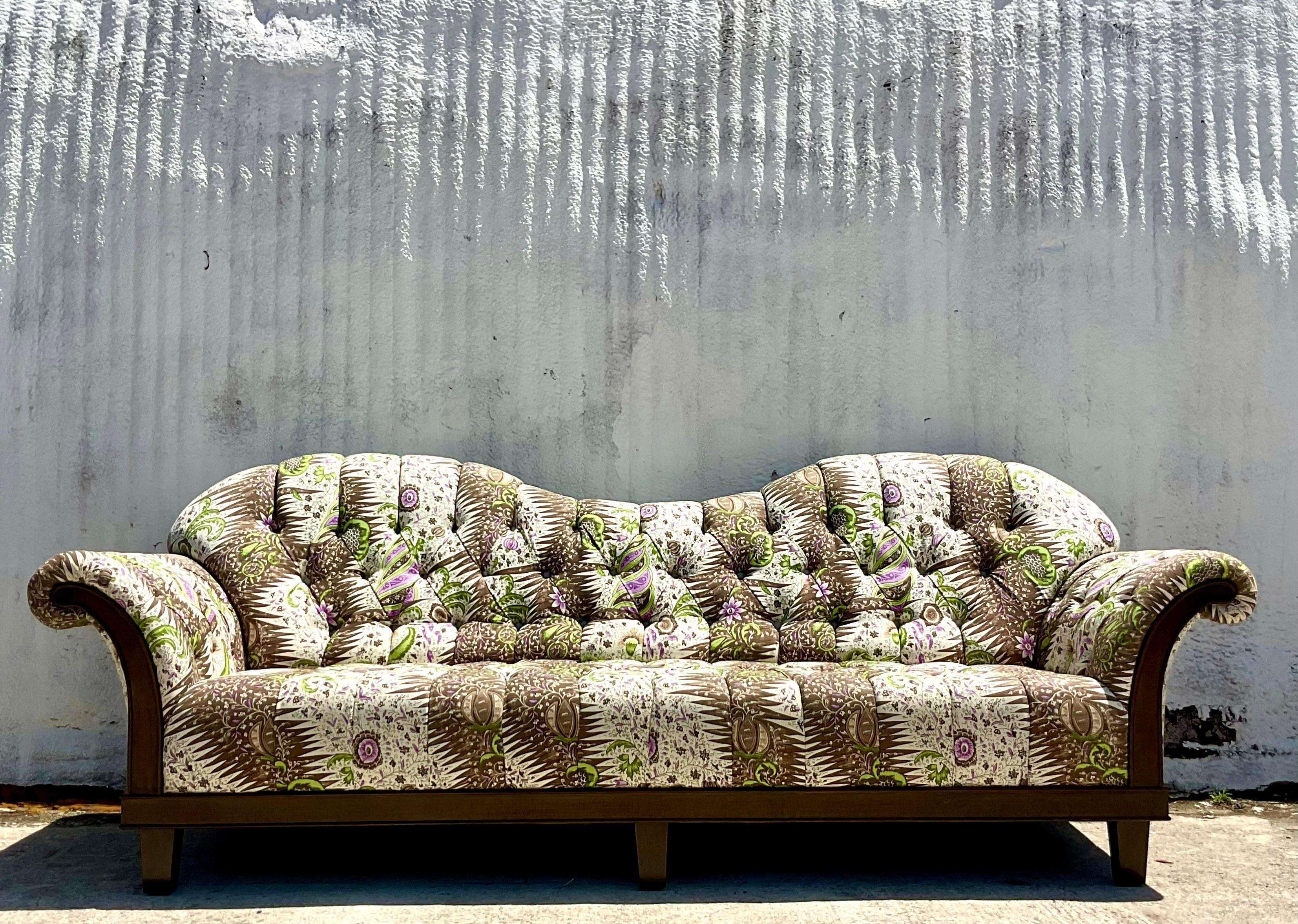 Vintage Boho Lori Deeds Afro Celerie Kemble Custom Quadrille“Les Indiennes” Sofa 3