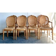 Vintage Boho Lorin Marsh Faux Bois Dining Chairs - Set of 8