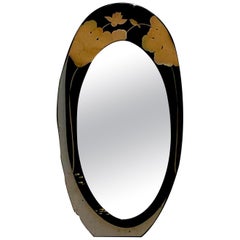 Vintage Boho Lotus Blossom Lacquered Mirror