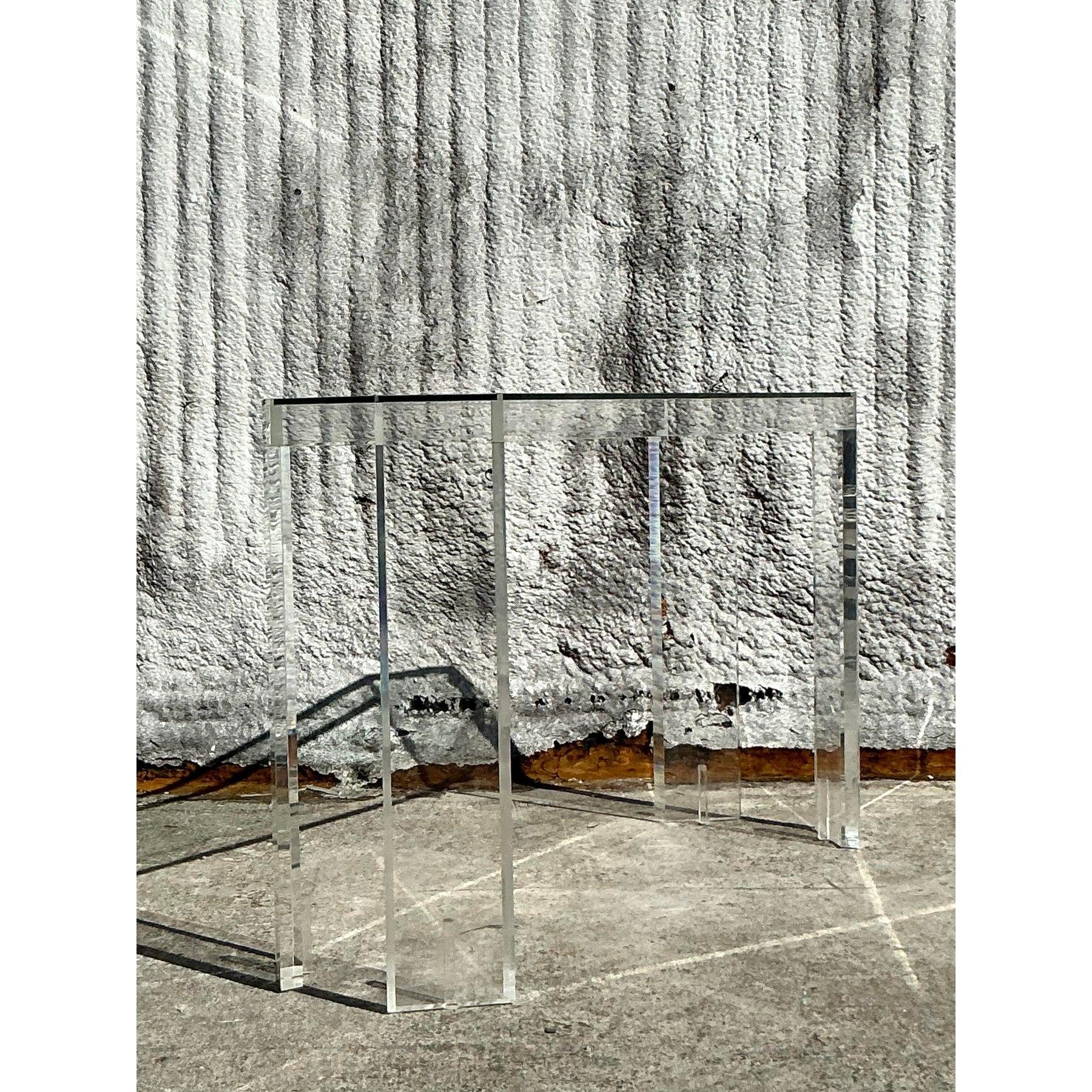 Vintage Boho Lucite Console Table For Sale 5