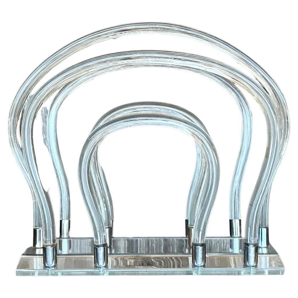 Vintage Boho Lucite Magazine Rack After Dorothy Thirpe