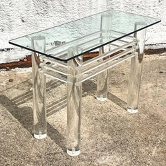 Vintage Boho Lucite Rod Console Table