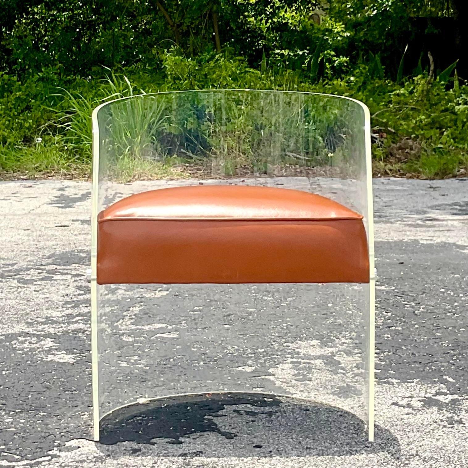 American Vintage Boho Lucite Tub Chair After Kagan