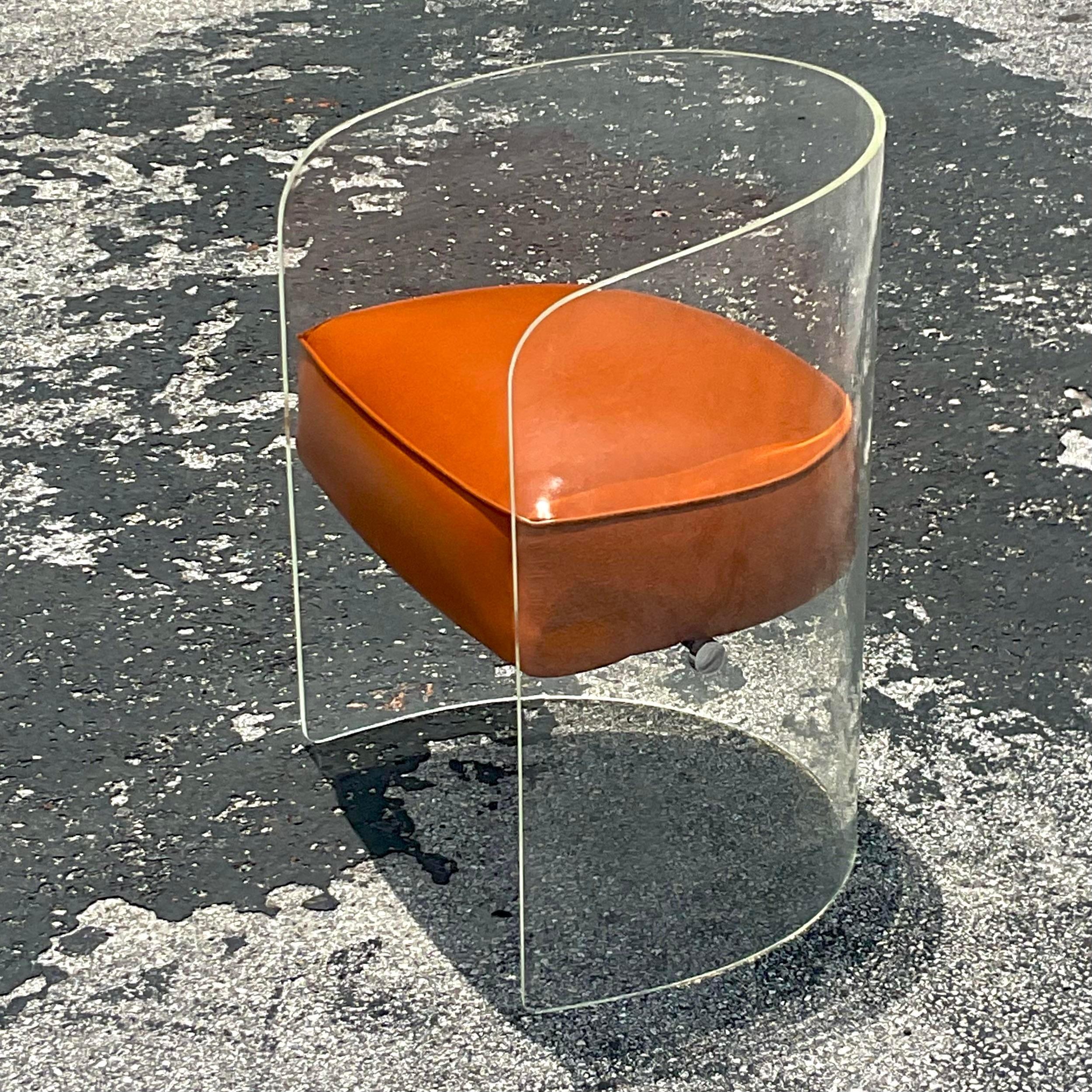 Vintage Boho Lucite Tub Chair After Kagan In Good Condition In west palm beach, FL