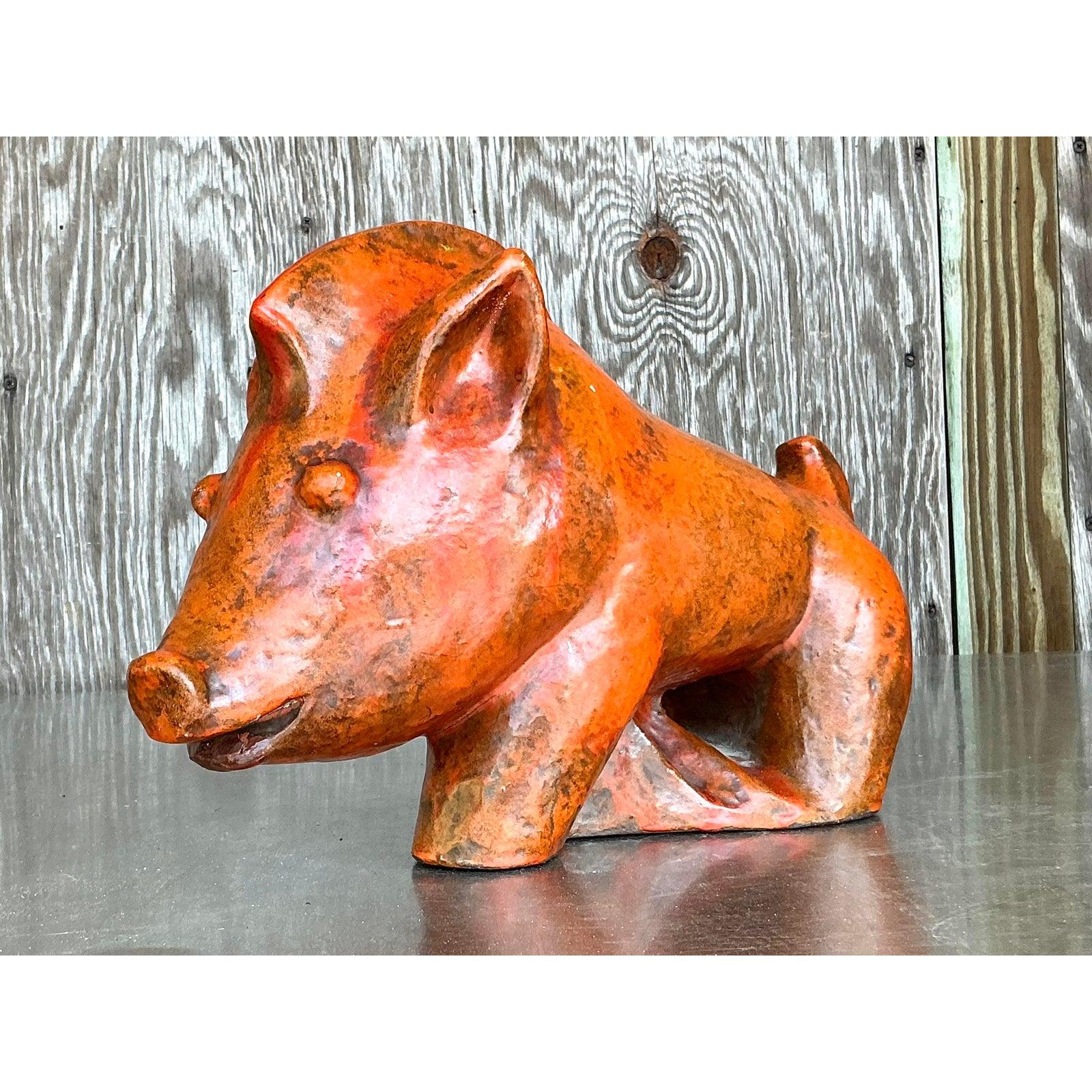 Vintage Boho Ludwig Konig Glazed Ceramic Pig For Sale 6