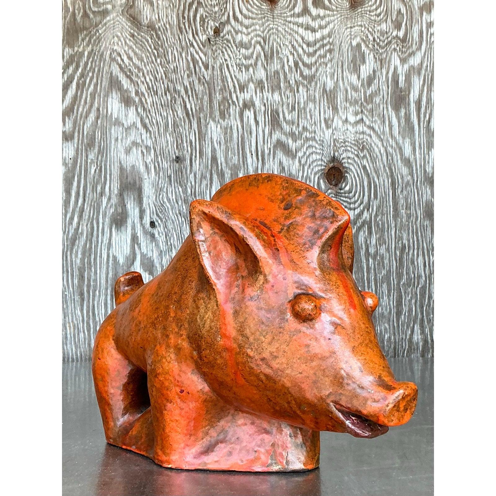 Vintage Boho Ludwig Konig Glazed Ceramic Pig For Sale 1