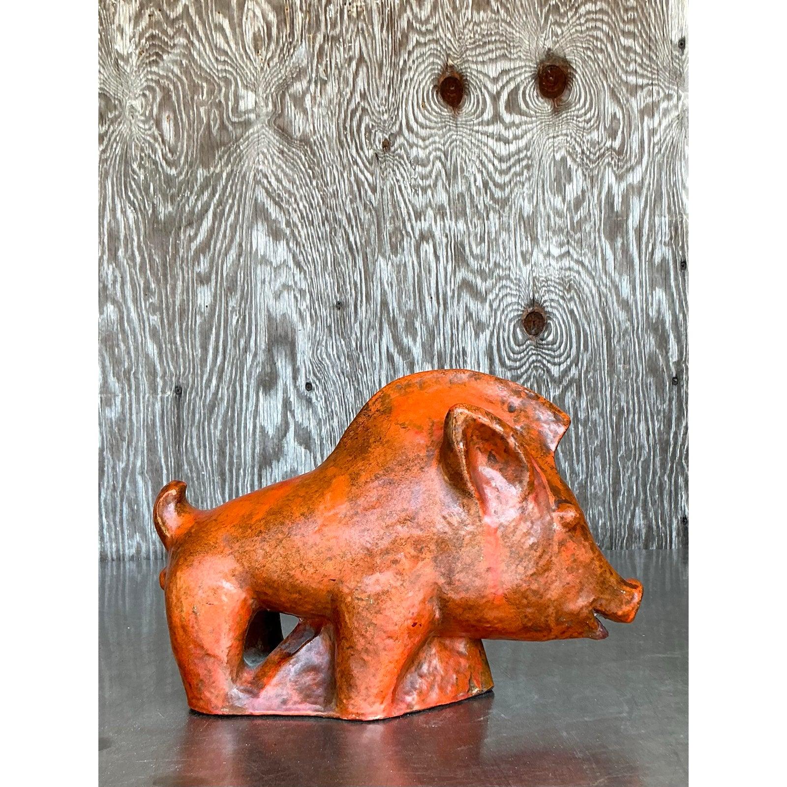 Vintage Boho Ludwig Konig Glazed Ceramic Pig For Sale 3