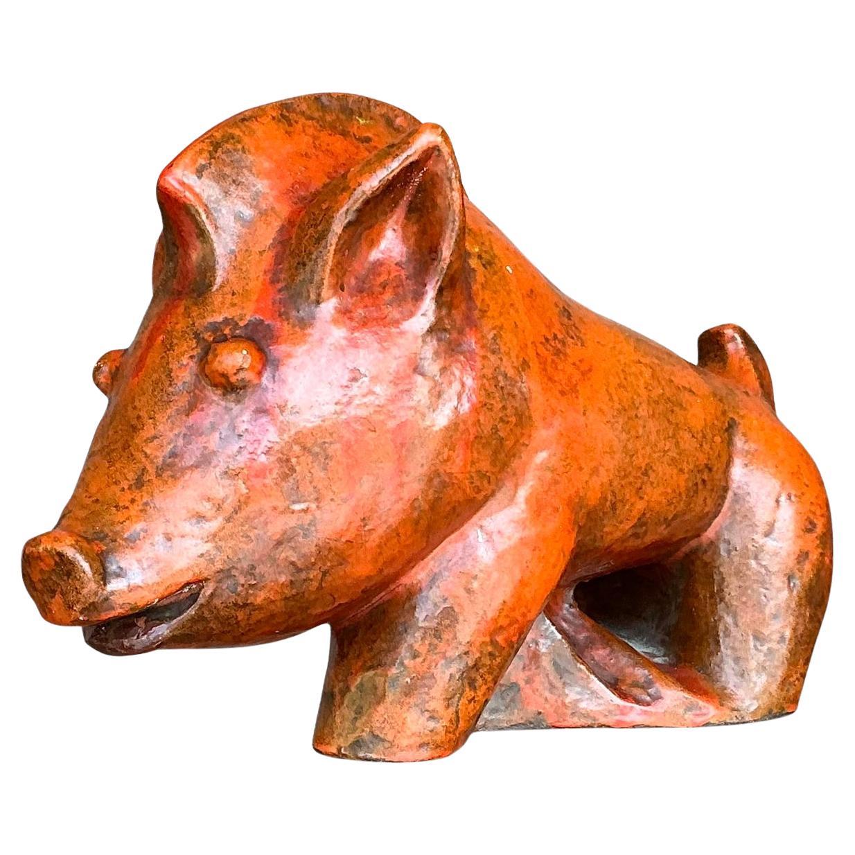 Vintage Boho Ludwig Konig Glazed Ceramic Pig