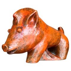 Vintage Boho Ludwig Konig Glazed Ceramic Pig