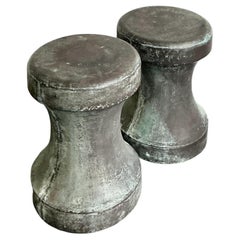 Vintage Boho Made Goods “Freda” Concrete Over Fiberglass Low Stools - A Pair