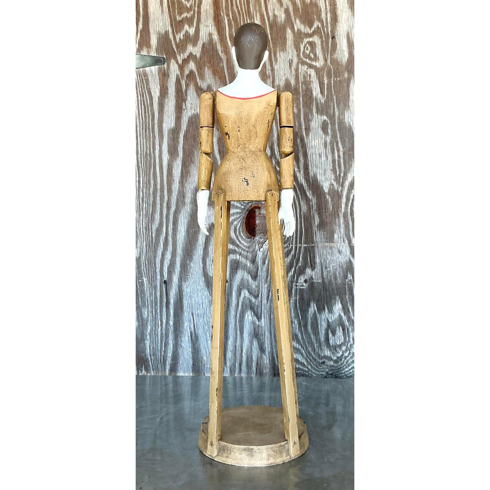Wood Vintage Boho Madonna Frame Mannequin For Sale