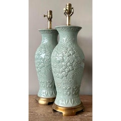 Vintage Boho Maitland Smith Celadon Lamp