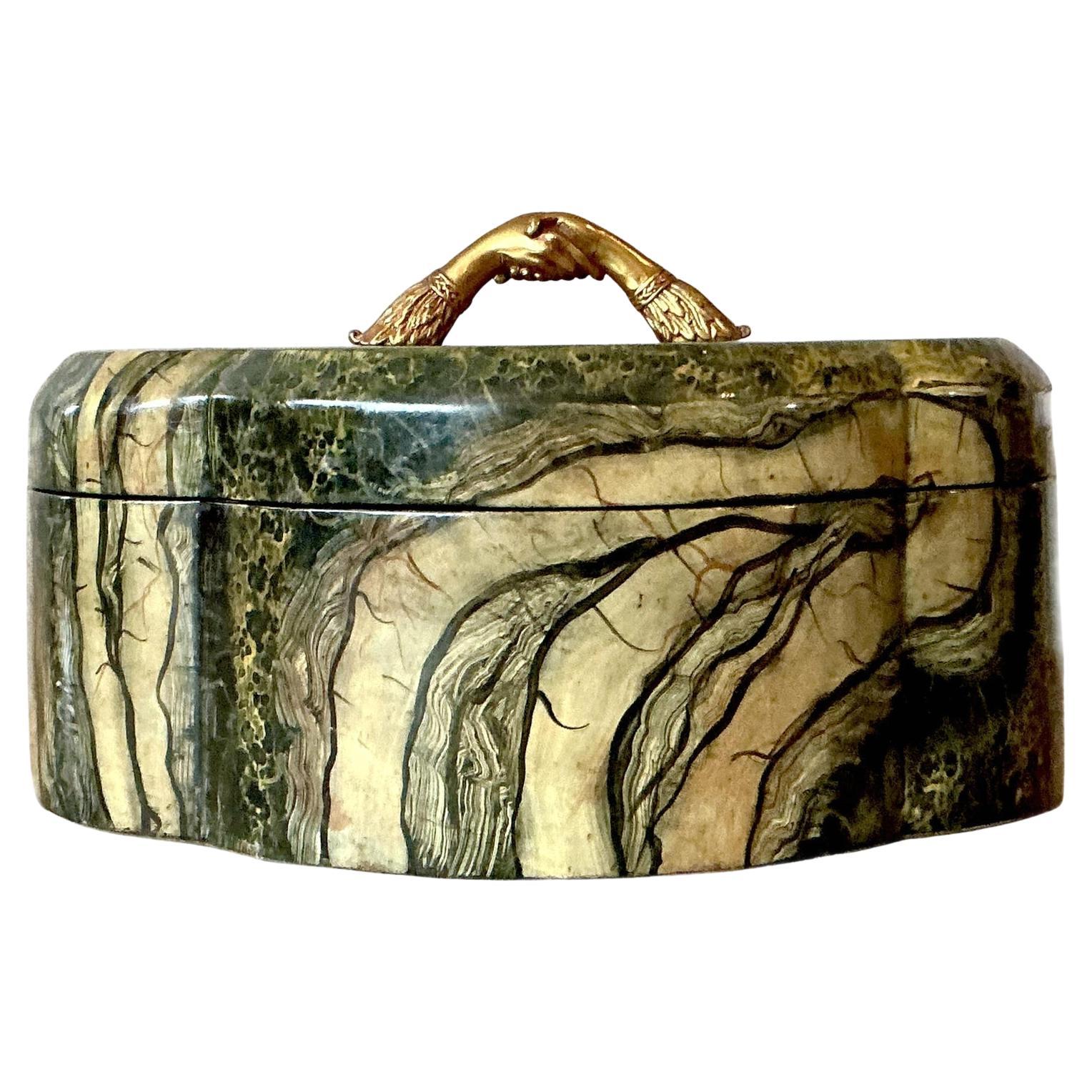 Caja de apretones de manos Vintage Boho Maitland Smith pintada a mano