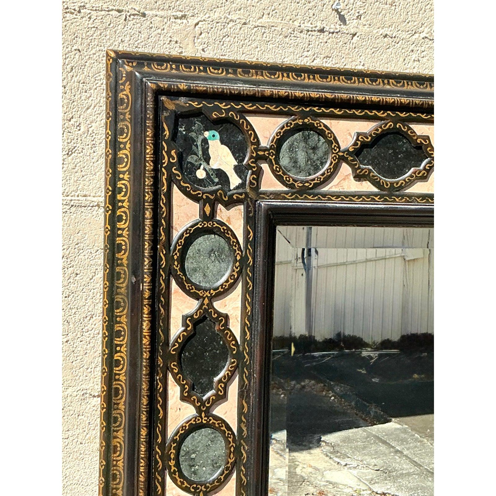 Espejo Vintage Boho Maitland Smith de Piedra Especular Regencia de Hollywood en venta