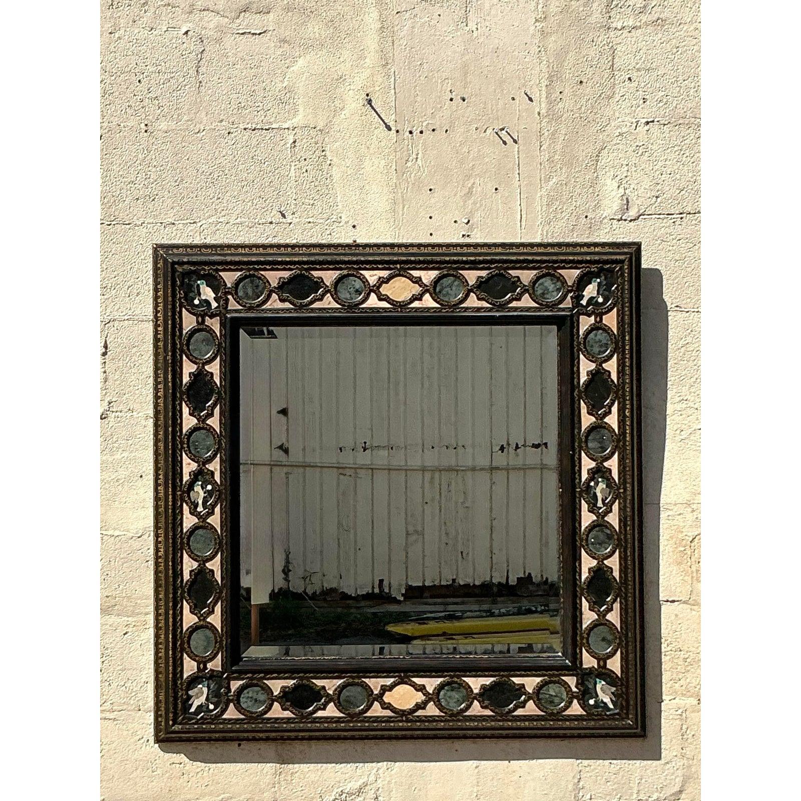 Espejo Vintage Boho Maitland Smith de Piedra Especular en venta 1