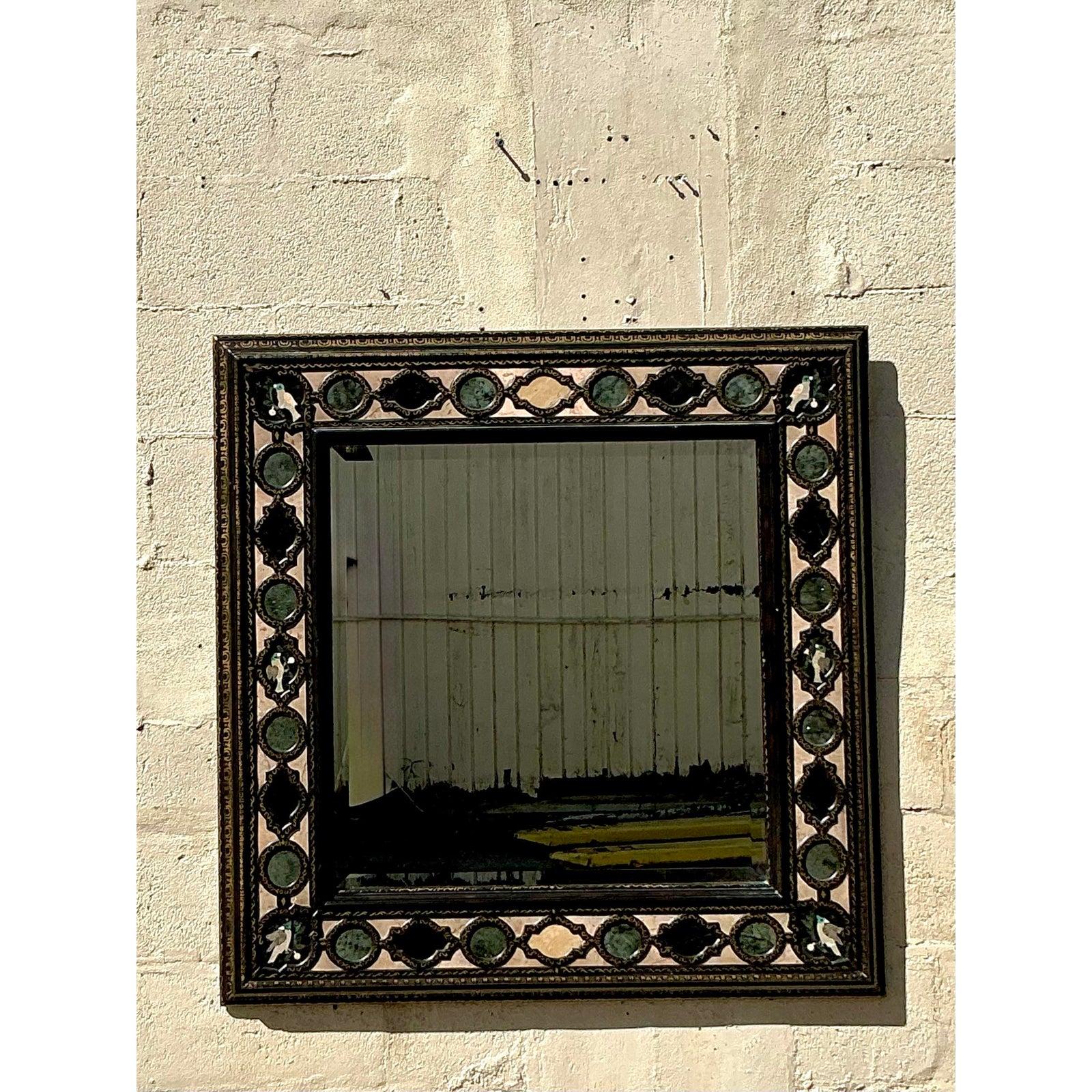 Espejo Vintage Boho Maitland Smith de Piedra Especular en venta 2