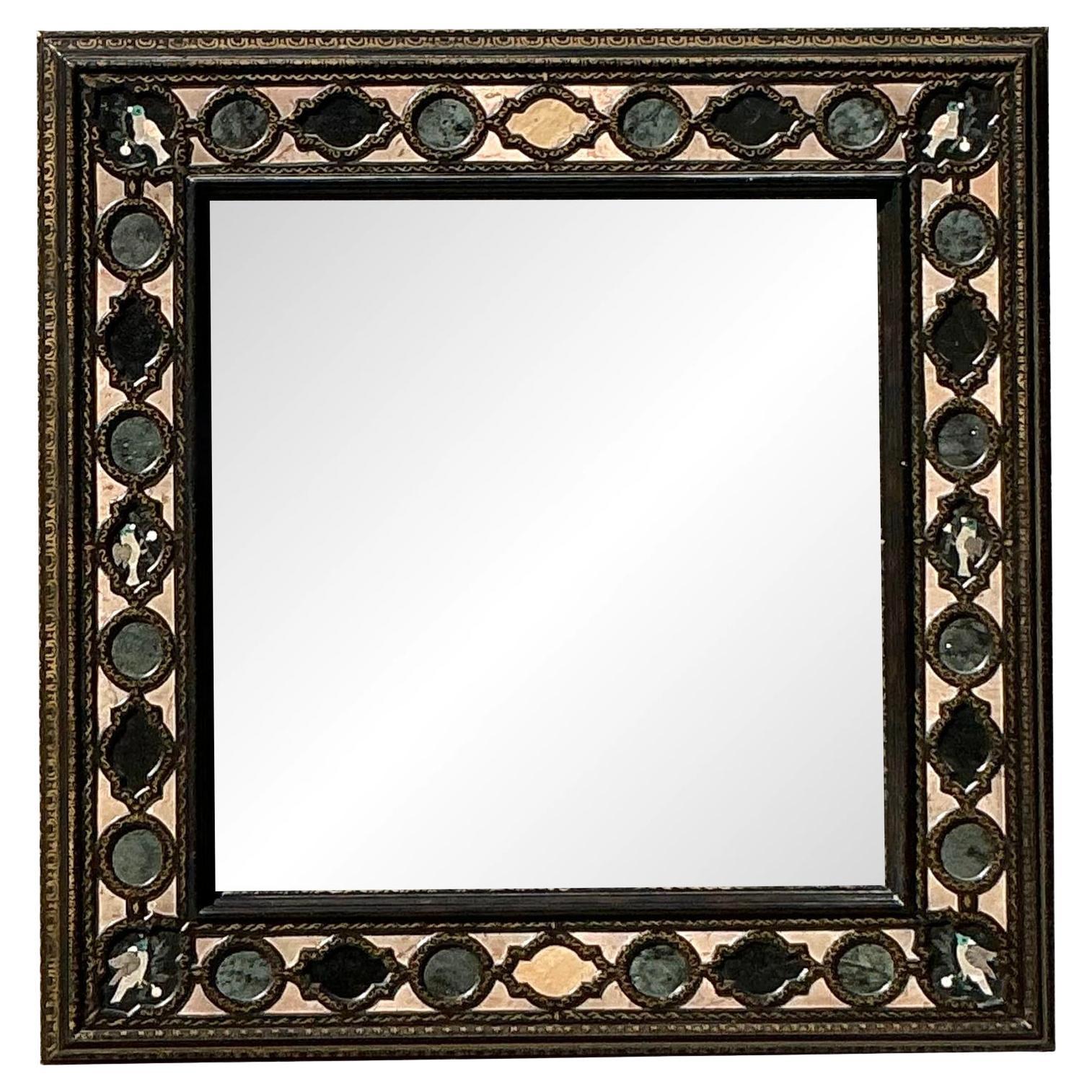 Vintage Boho Maitland Smith Specimen Stone Mirror