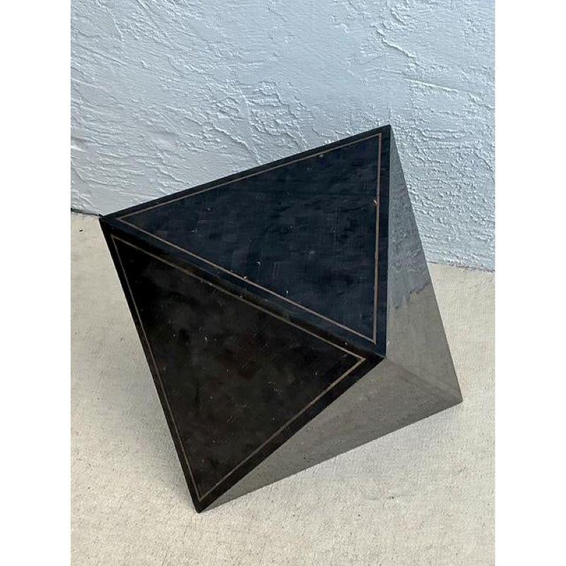 Philippine Vintage Boho Maitland Smith Tessellated Horn Triangle Table For Sale