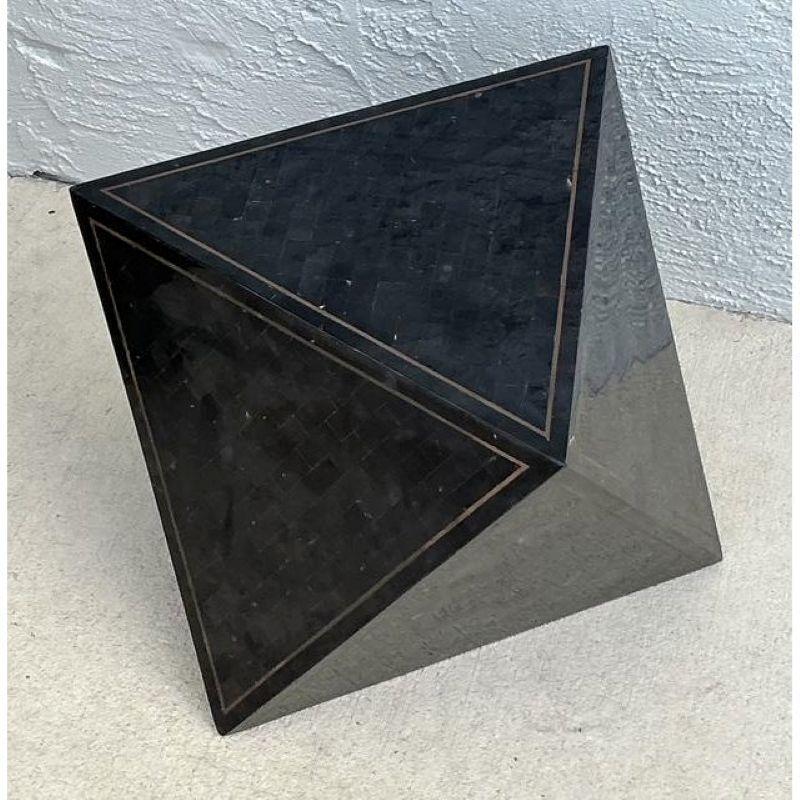 20th Century Vintage Boho Maitland Smith Tessellated Horn Triangle Table For Sale
